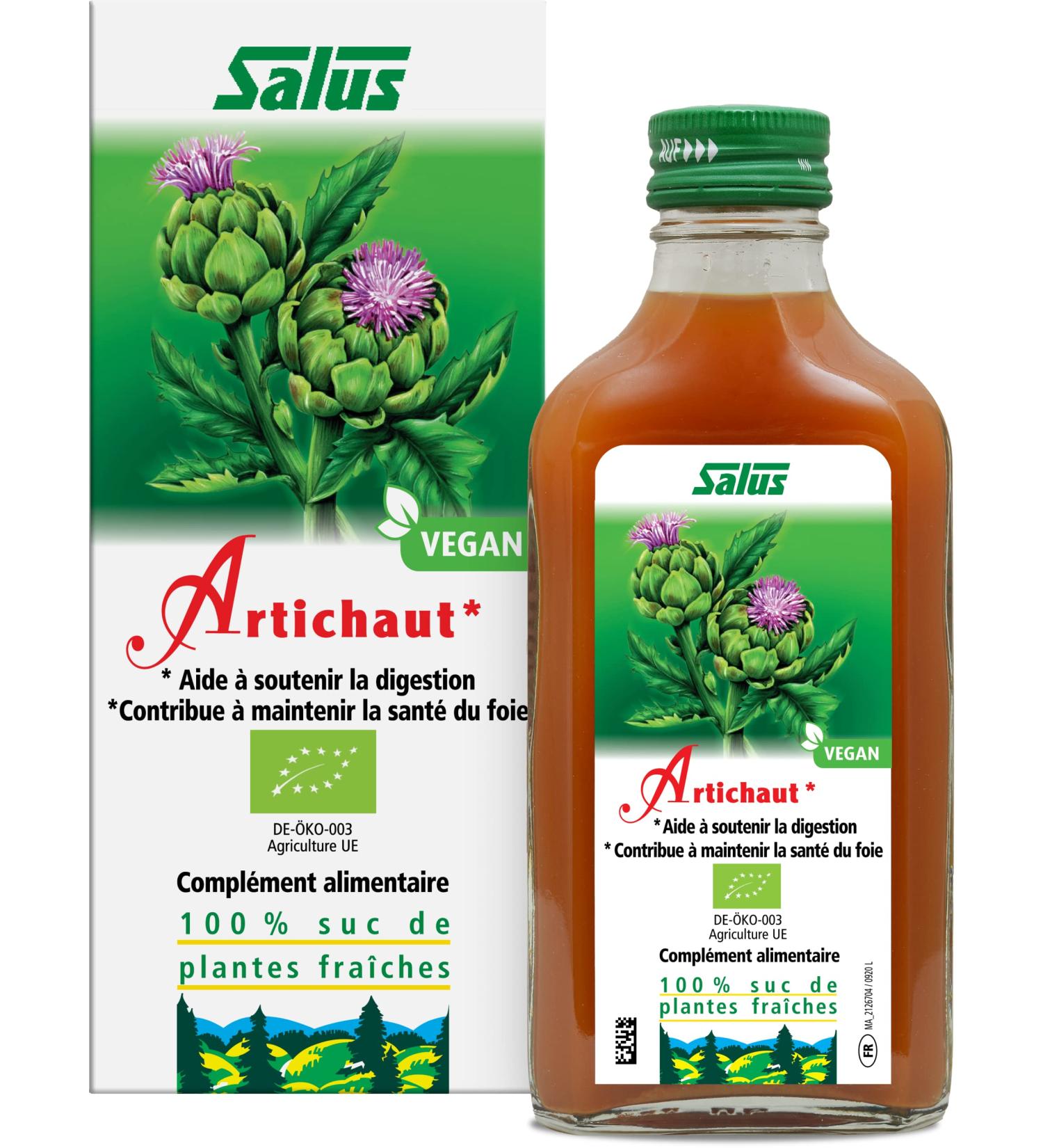 Salus Organic Artichoke Organic Artichoke Juice Supplement Helps with Digestion and Liver Health Vegan No Additives - Buy Online on GoSupps.com
