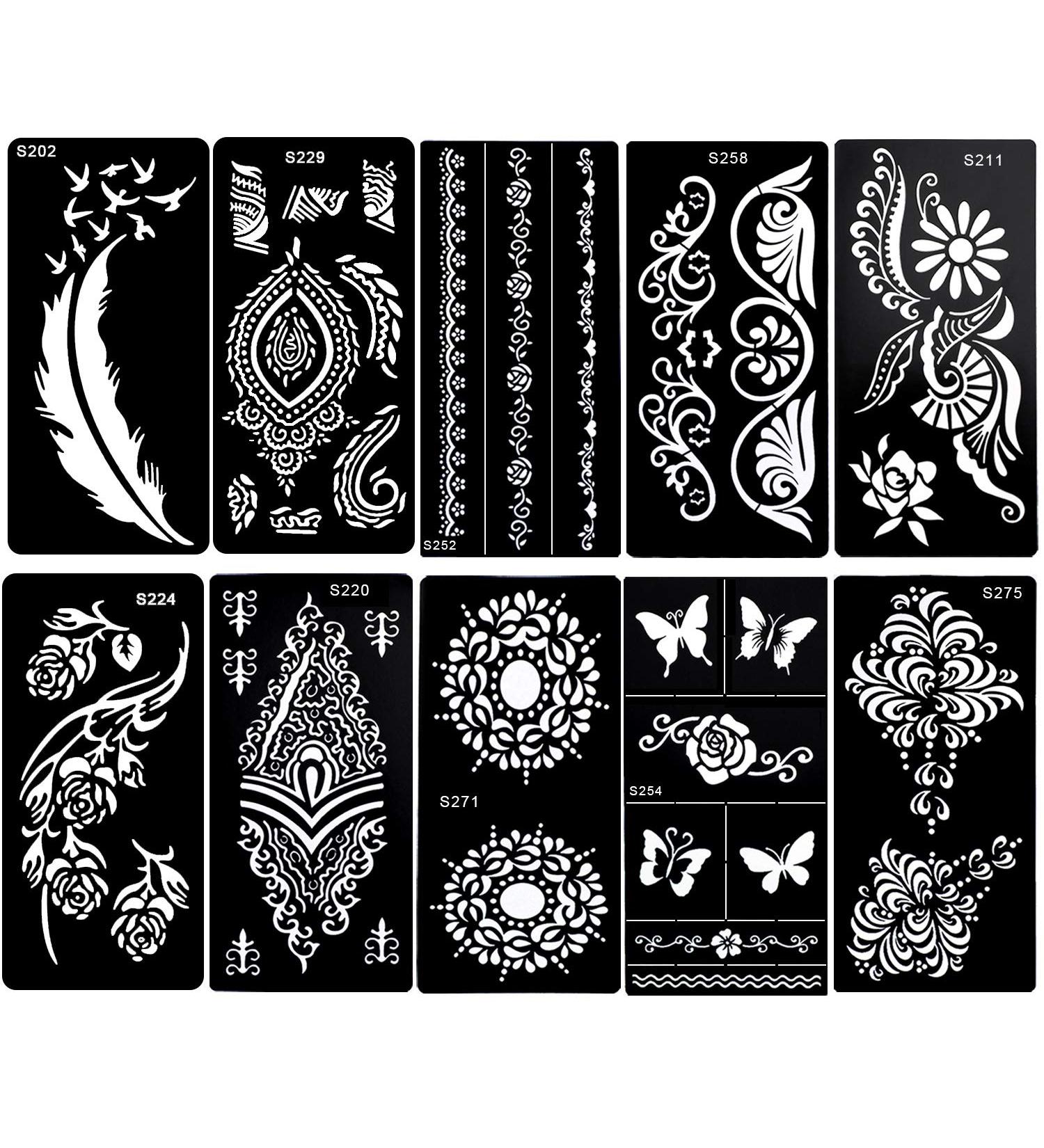 Konsait Large Temporary Tattoo Stencils - Reusable Henna Sticker Kit for Adults & Girls - Buy Online on GoSupps.com