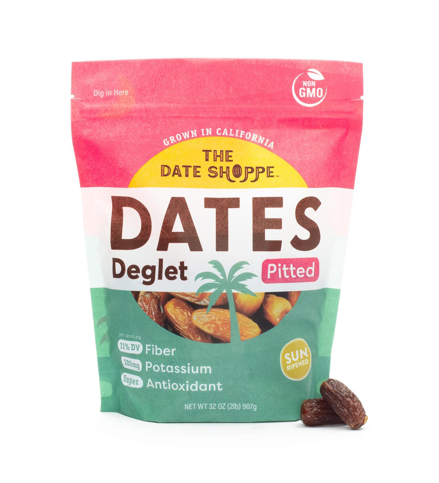 The Date Shoppe Pitted Deglet Dates | 2lb Bag | Vegan, Gluten-Free, Paleo | No Added Sugar | Sourced from Coachella Valley - 2lb (Pack of 1) - Buy Online on GoSupps.com