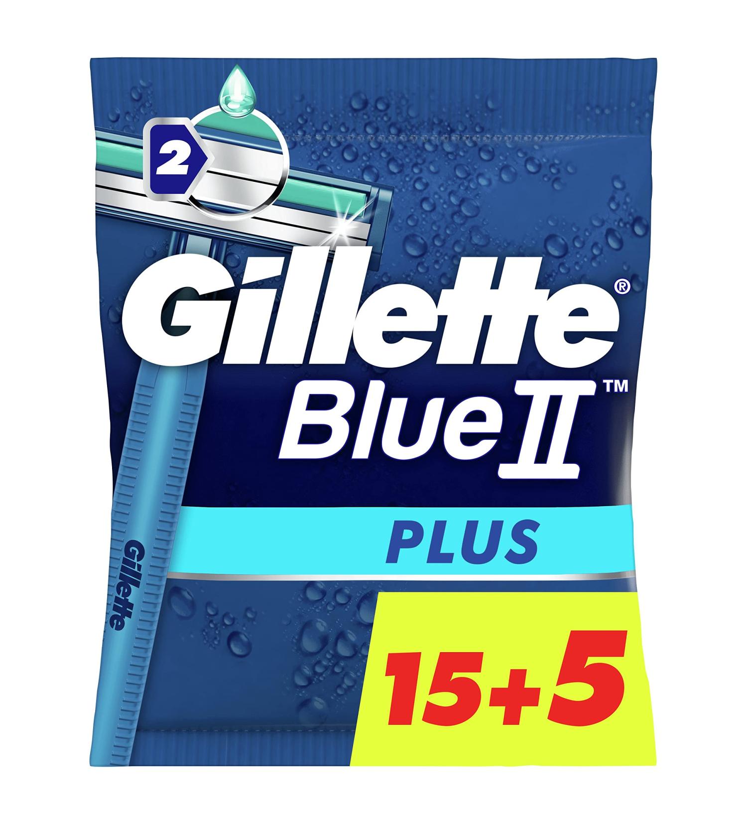 Gillette Blue II Plus Disposable Blades for Men - 20 Pack | International Shipping Available - Buy Online on GoSupps.com