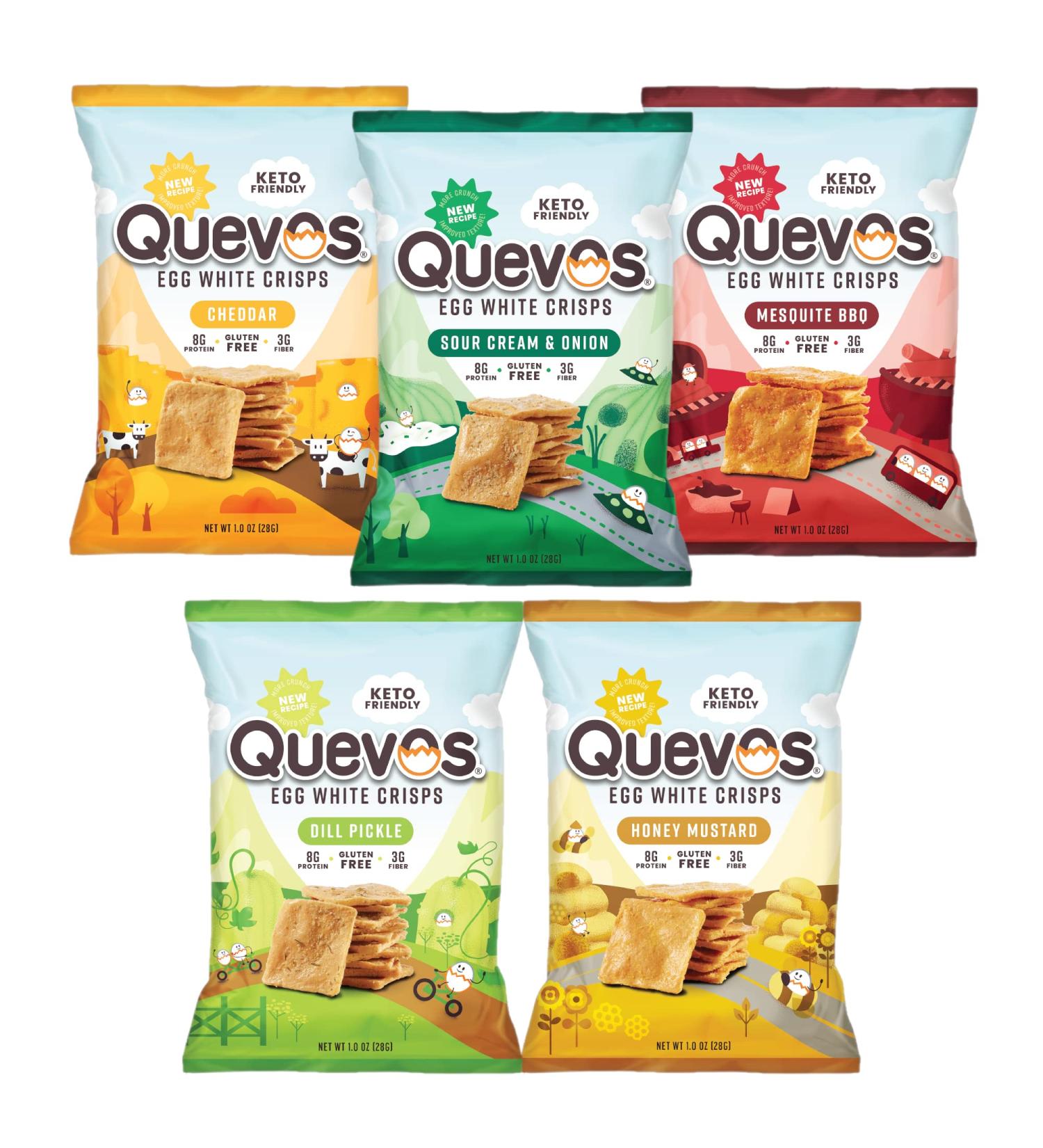 Quevos Egg White Chips - Original Low Carb Crisps Variety Bundle 1oz (Pack of 5) | High Protein & Fiber | Keto & Atkins Friendly | Gluten Free | Crunchy & Flavorful Snacks - Buy Online on GoSupps.com