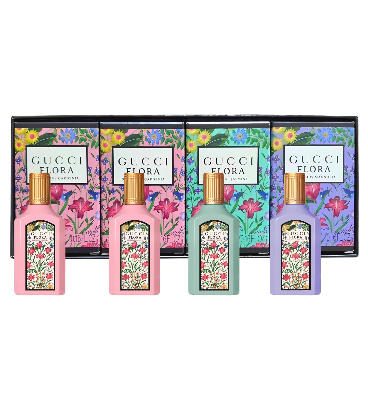 Gucci Flora Perfume for Women Variety Gift Set Mini Splashes 4 X 0.16 Fl oz Gardenia x2+Jasmine+Magnolia - Buy Online on GoSupps.com