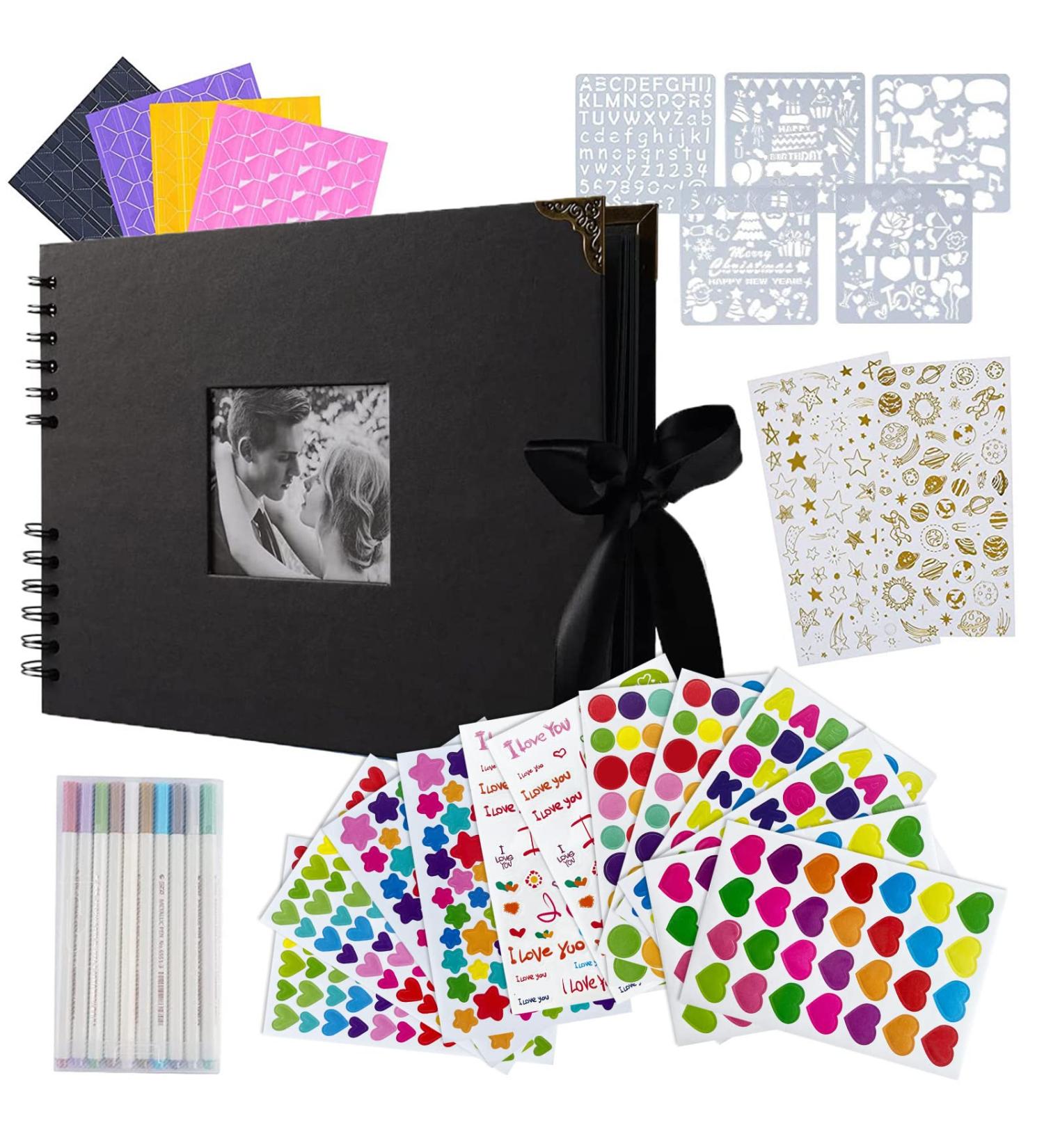 JMJE DIY Craft Paper Photo Album | Handmade Scrapbook Set for Wedding, Graduation, Travel | 80 Pages with Metal Pen | Black Window - Buy Online on GoSupps.com