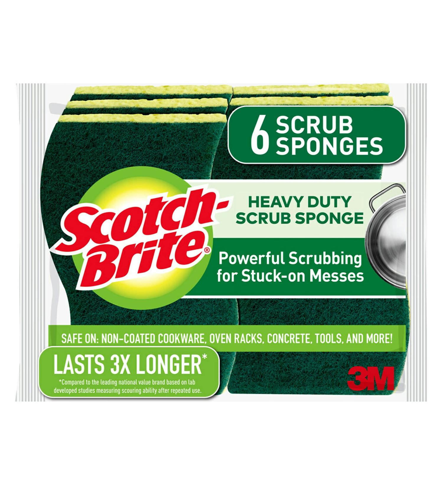 Scotch-Brite Heavy Duty Scrub Sponges - Ideal for Washing Dishes and Cleaning Kitchen - Pack of 6 - Buy Online on GoSupps.com