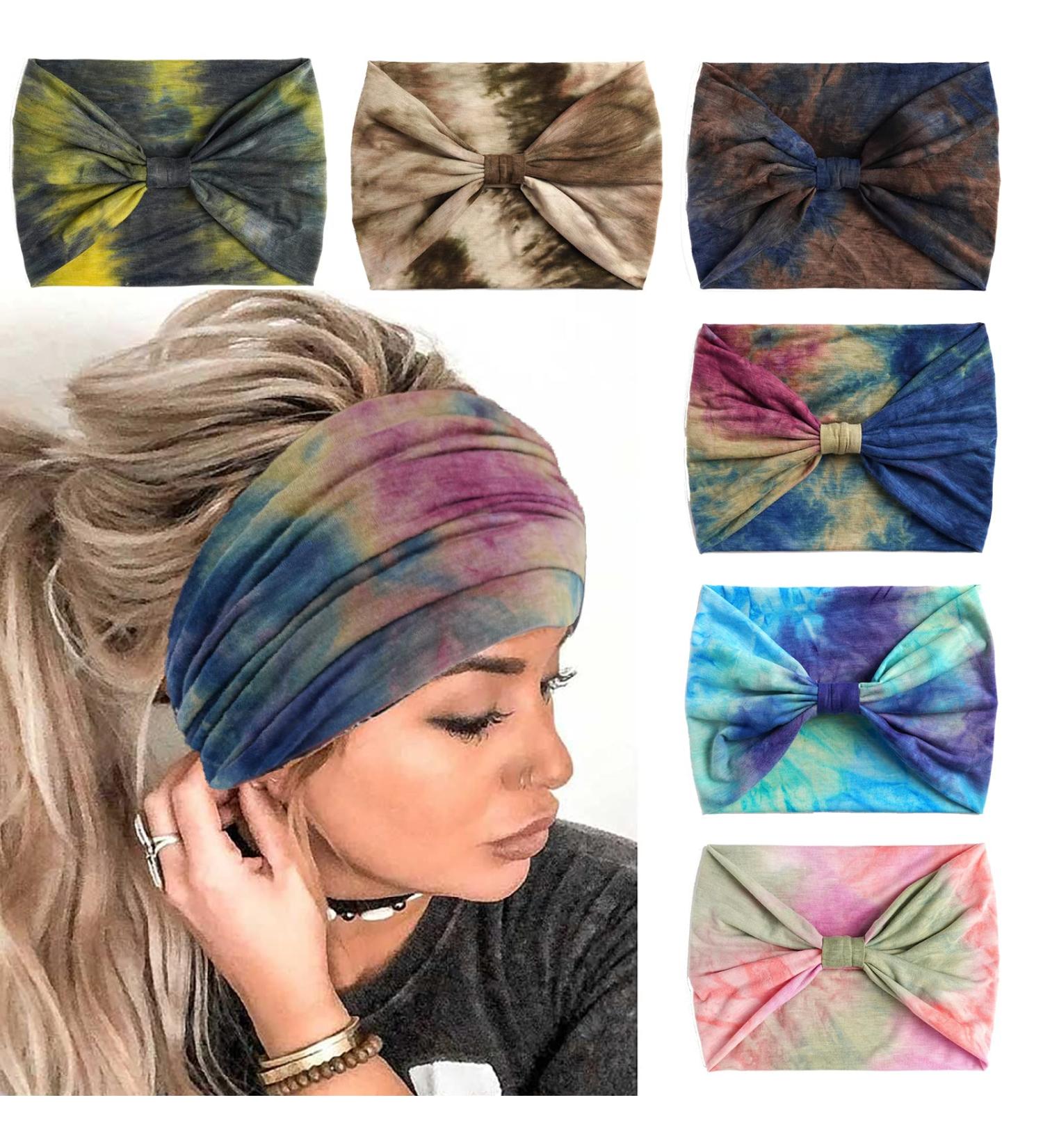 QUEXIAOMIN Boho Non Slip Tie Dye Headbands for Women - Pack of 6 (Set A) - Buy Online on GoSupps.com