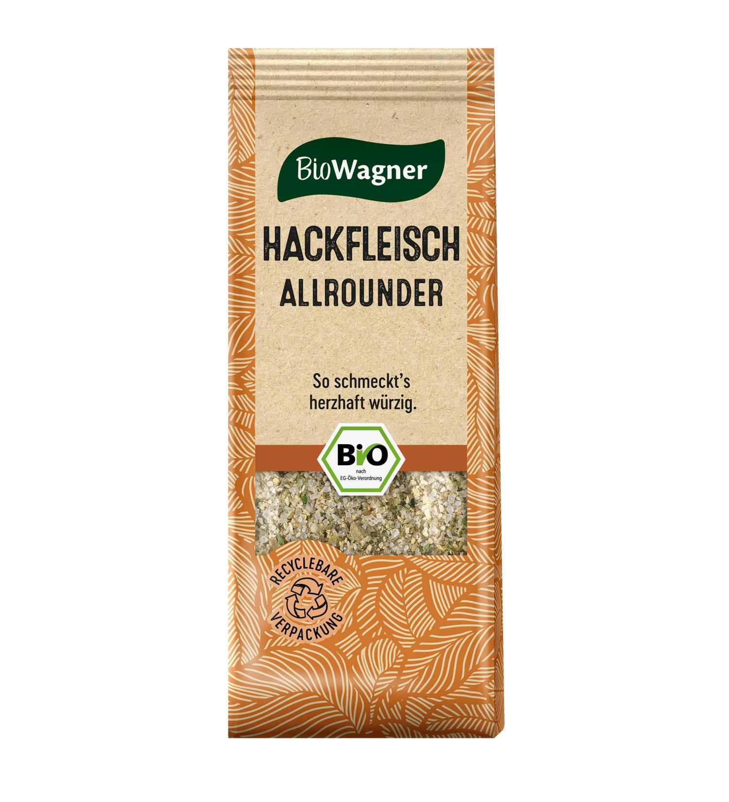 Biowagner - organic minced meat all -rounder |Spice salt for meatballs burger patties or tartar |Natural organic ingredients |Recyclebare packaging |60 g