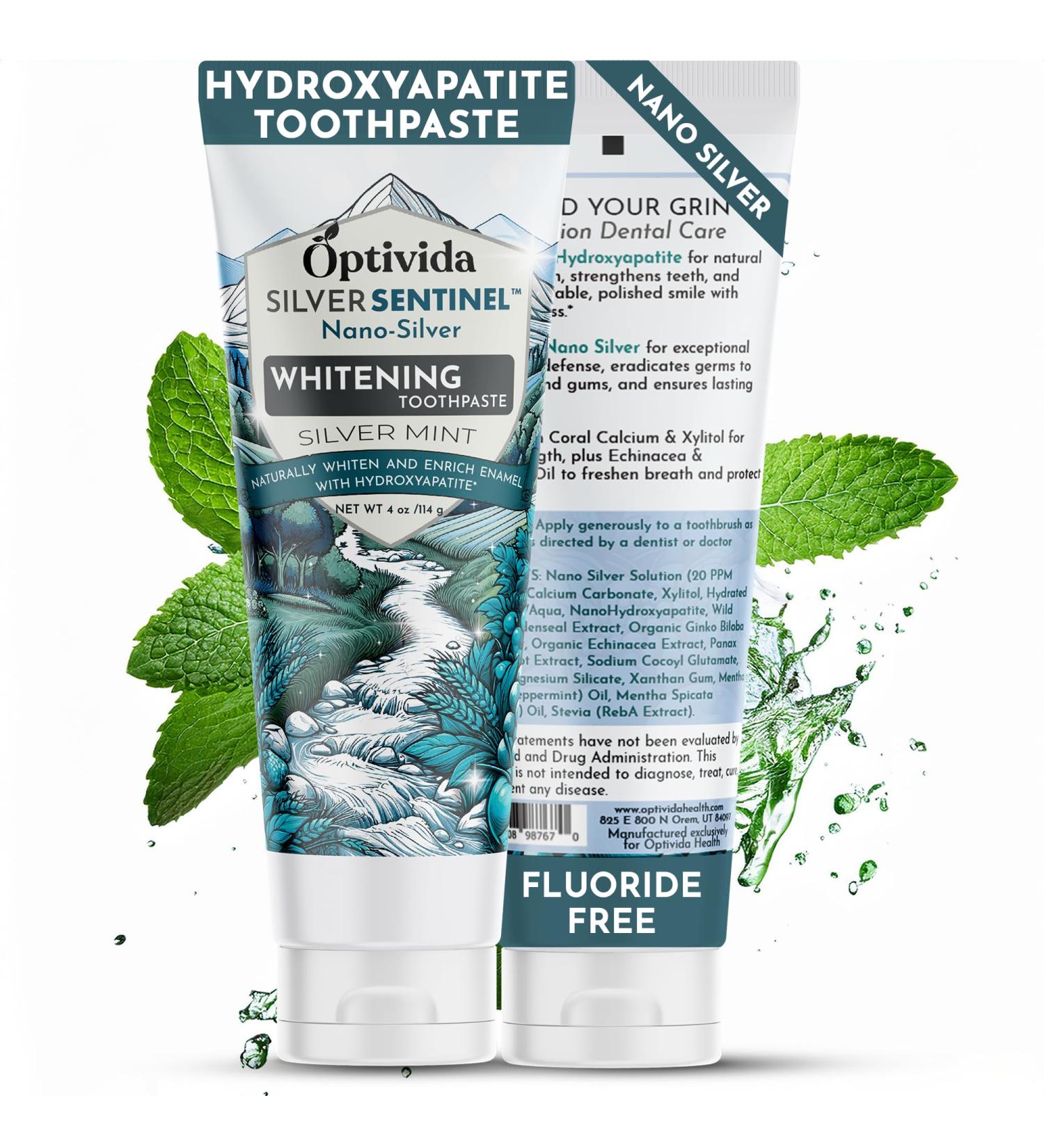 OPTIVIDA Fluoride Free Nano Hydroxyapatite Toothpaste with Colloidal Silver & Xylitol (4oz) to Help Protect Enamel & Cavity Dentist Formulated Remineralizing Toothpaste for Adults & Kids Sensitivity - Buy Online on GoSupps.com