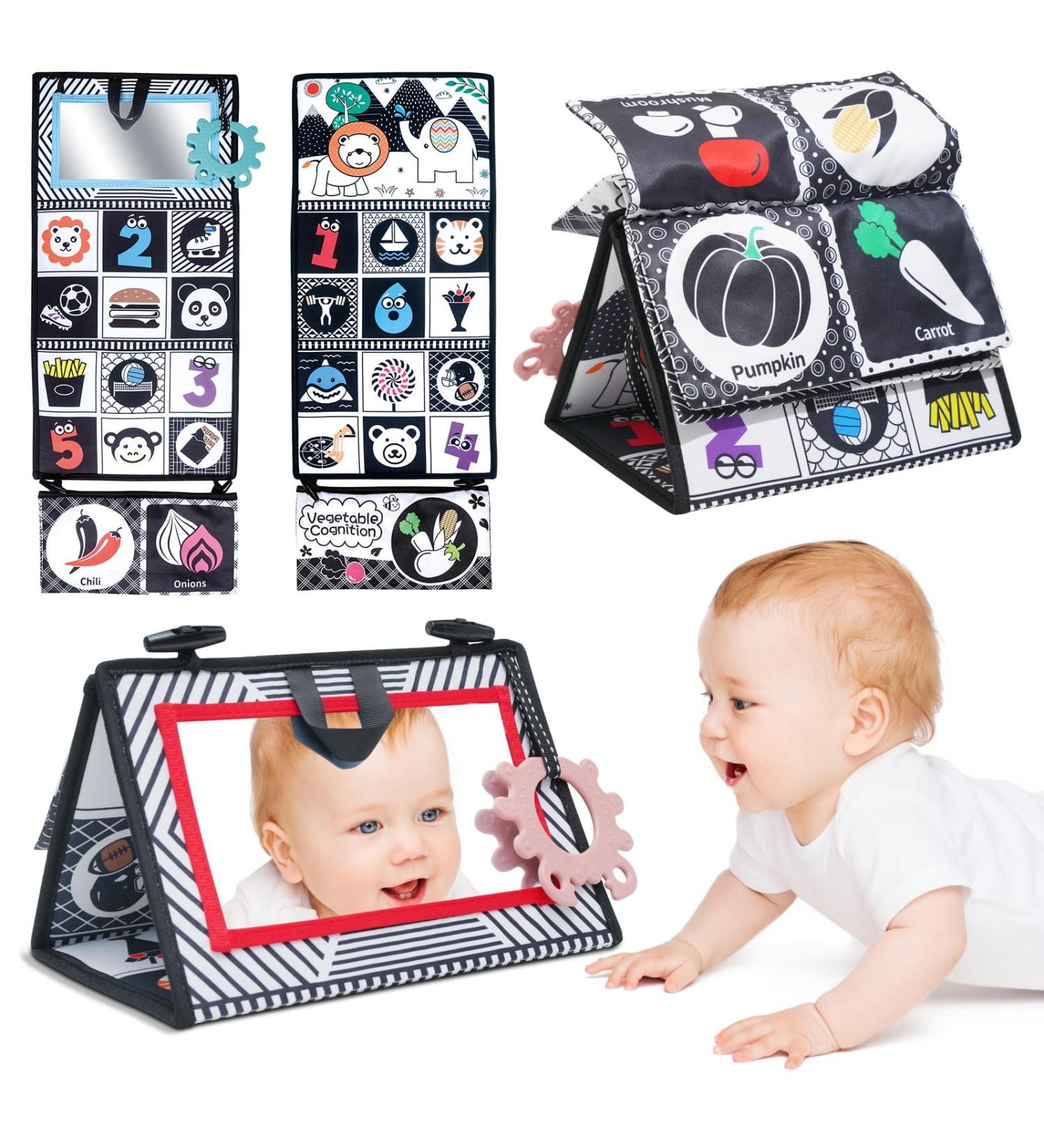 Dcsioike Baby Toys for 0-9 Months | Montessori Fabric Books & Mirror - Perfect Newborn Gifts - Buy Online on GoSupps.com