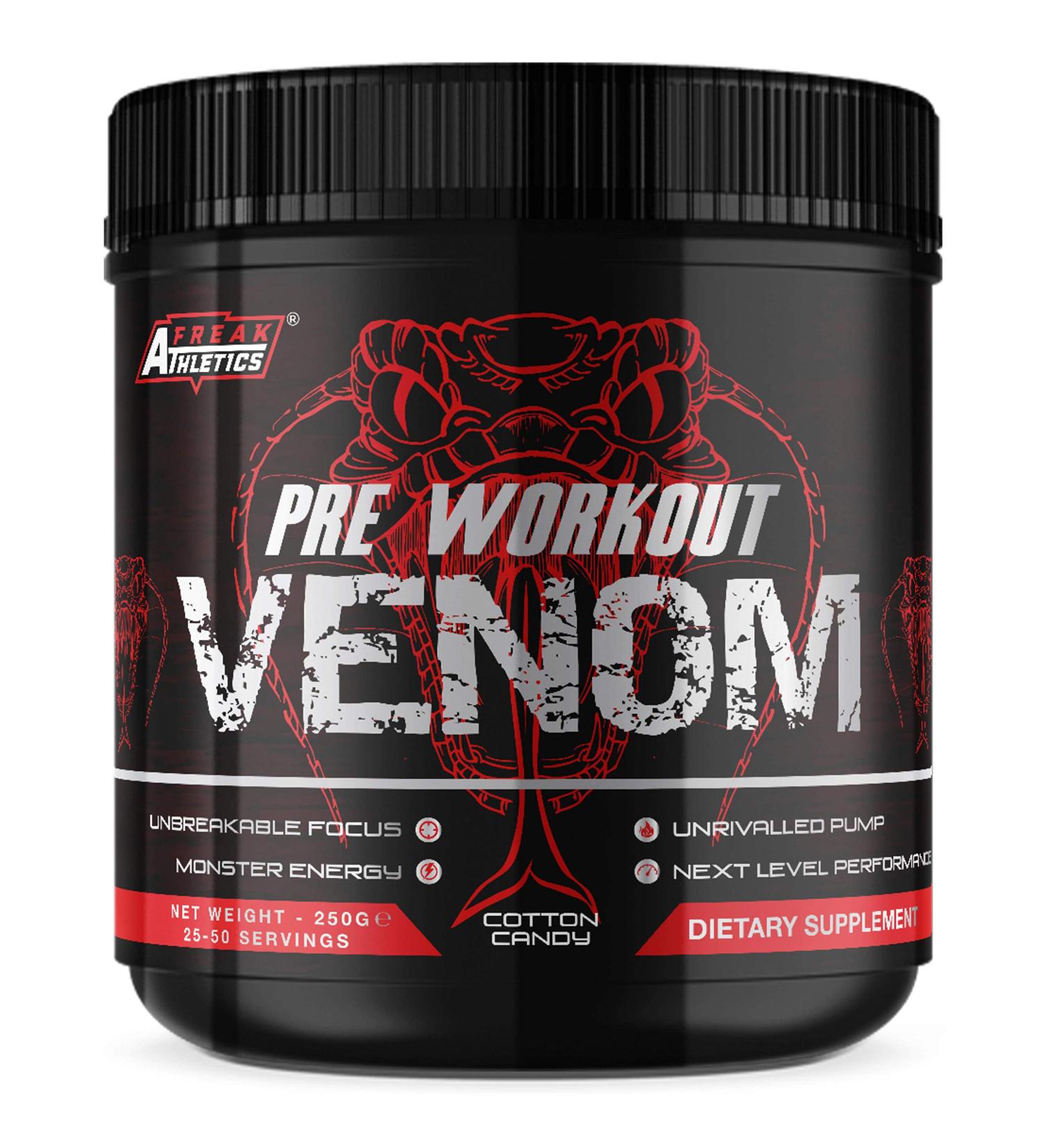 Freak Athletics Cotton Candy Pre Workout Venom - Elite Pre Workout Supplement Made in the UK - Buy Online on GoSupps.com