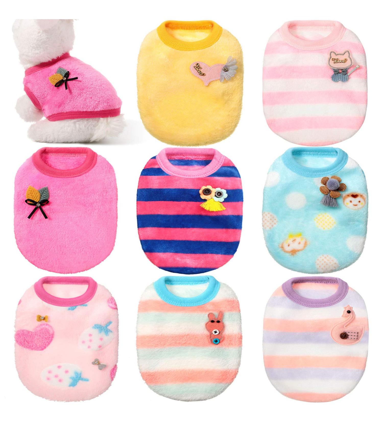 8-Piece Warm Fleece Pet Rabbit Clothes | Cute Small Animal Vest T-Shirt for Bunny, Kitten, Ferret, Chihuahua, Puppy | Soft & Cozy Apparel for Small Animals - Buy Online on GoSupps.com