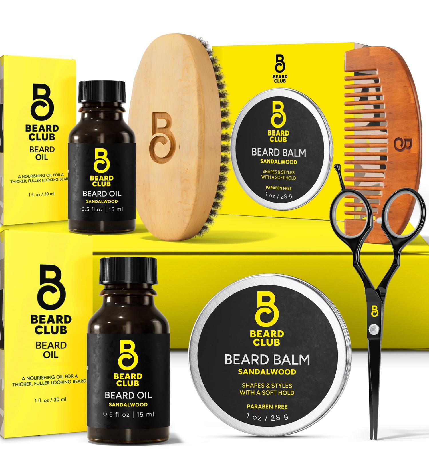 Buy The Beard Club Beard Kit for Men | Premium Beard Grooming & Care Set - Cedar & Sandalwood Oils Balm Comb Brush Scissors - Perfect Gift for Bearded Men - Buy Online on GoSupps.com