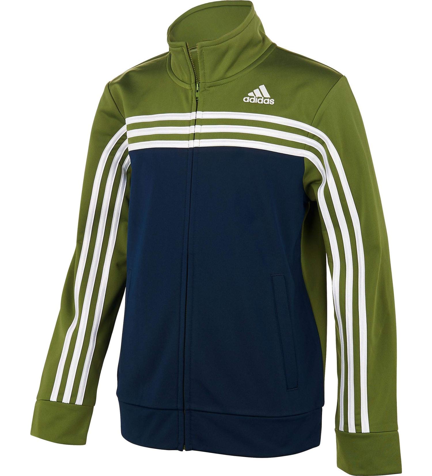 adidas Boy's Colorblock Tricot Jacket Olive Green/Navy X-Small