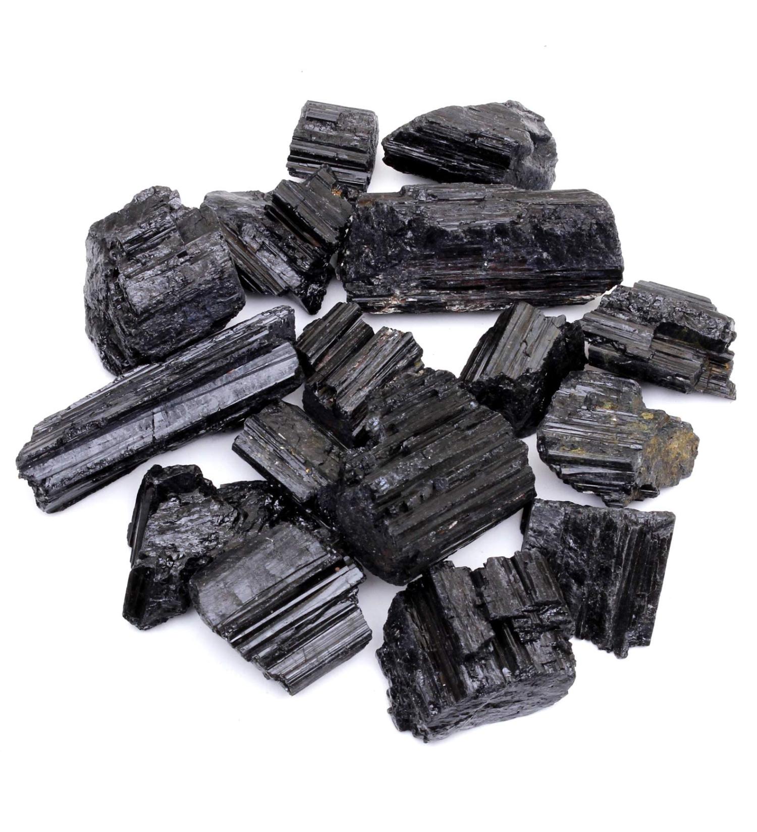 Dancing Bear Black Tourmaline Crystals Bulk - 1/2 lb Medium Pieces with Selenite Stick & Info Cards - Rough Raw Natural Stones for Good Vibes - Reiki Energy - Made in USA - Buy Online on GoSupps.com