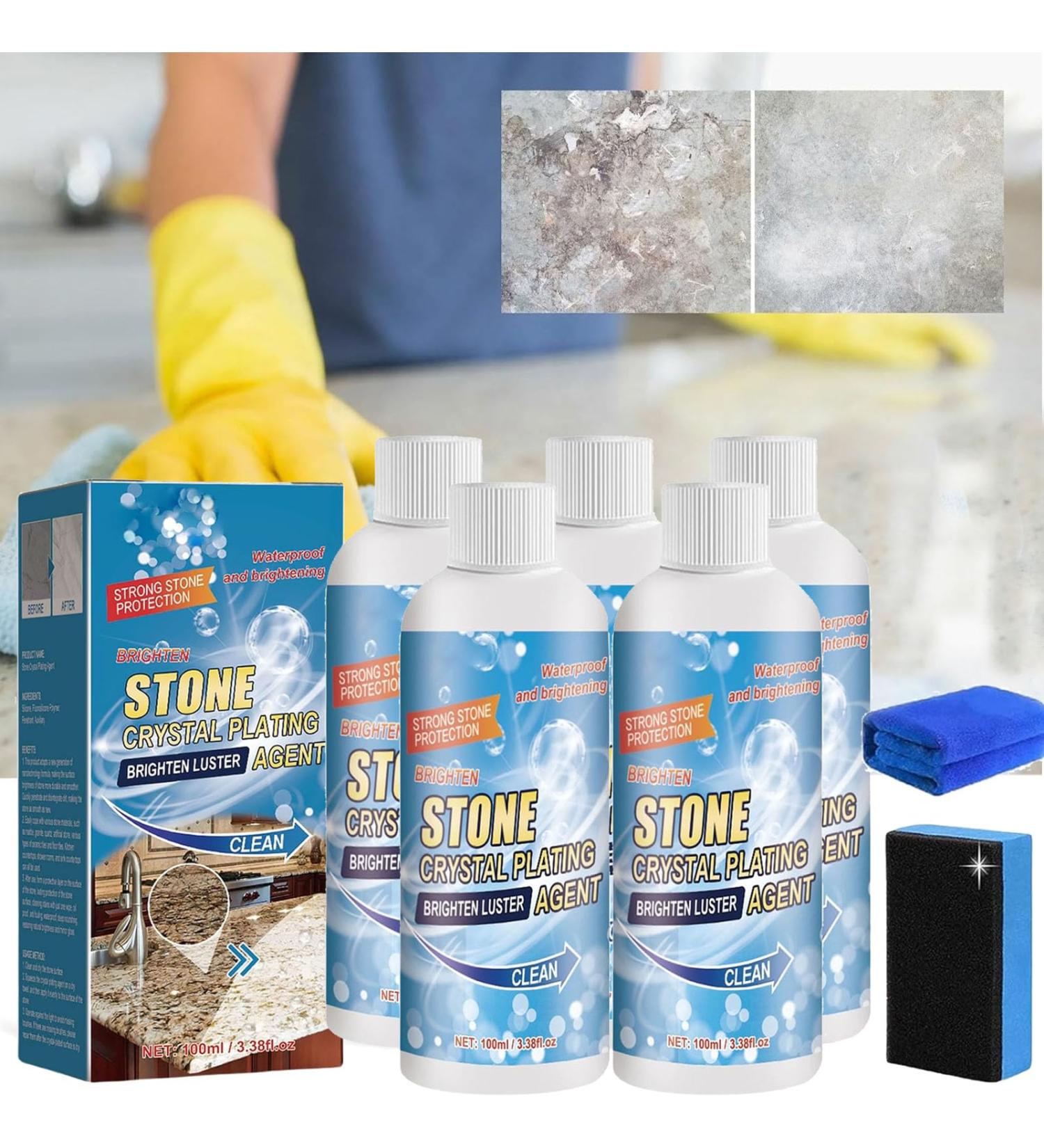 Stone Crystal Plating Agent Stone Stain Remover Crystal Stone & Marble Cleaning Agent Effectively Removes Oxidation Rust Stains (5pcs) - Buy Online on GoSupps.com