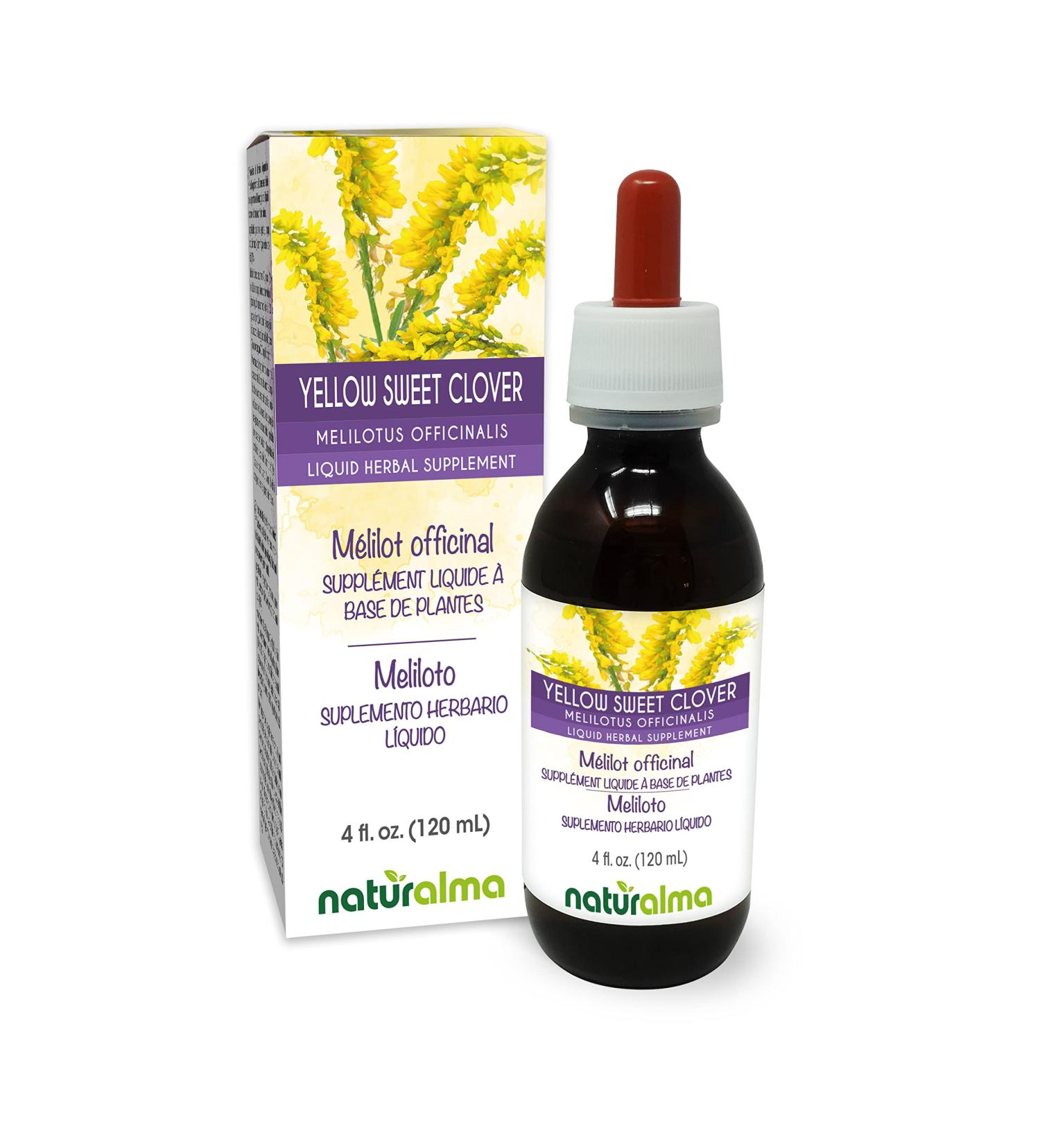 Naturalma Yellow Sweet Clover or Yellow Melilot (Melilotus officinalis) herb with Flowers Alcohol-Free Tincture - 4 fl oz Liquid Extract in Drops - Herbal Supplement - Vegan Alcohol-free 4 Fl Oz (Pack of 1) - Buy Online on GoSupps.com