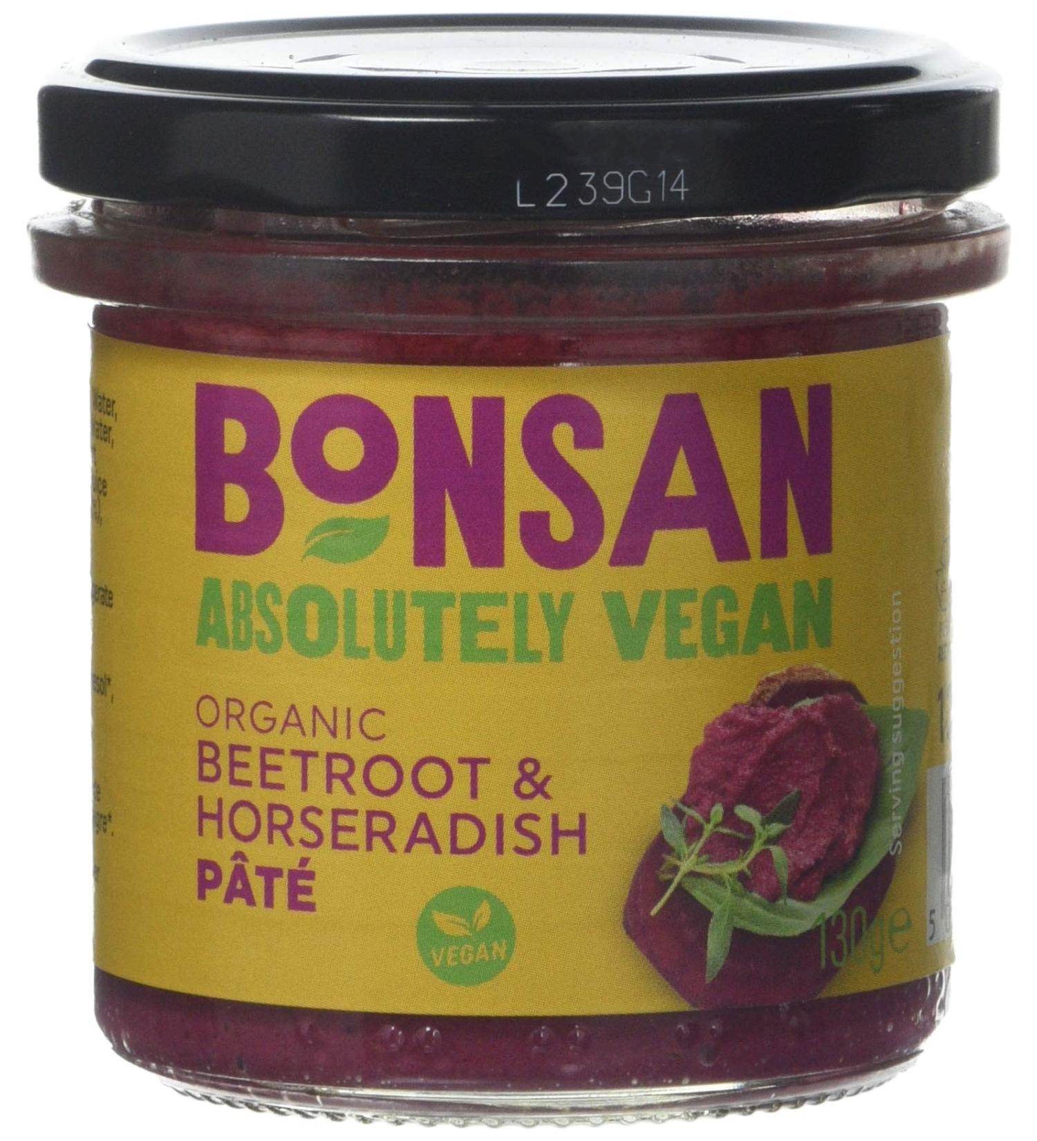 Bonsan Organic Beetroot & Horseradish Pate 6 x 130g - Vegan Gluten-Free Spread - Buy Online on GoSupps.com