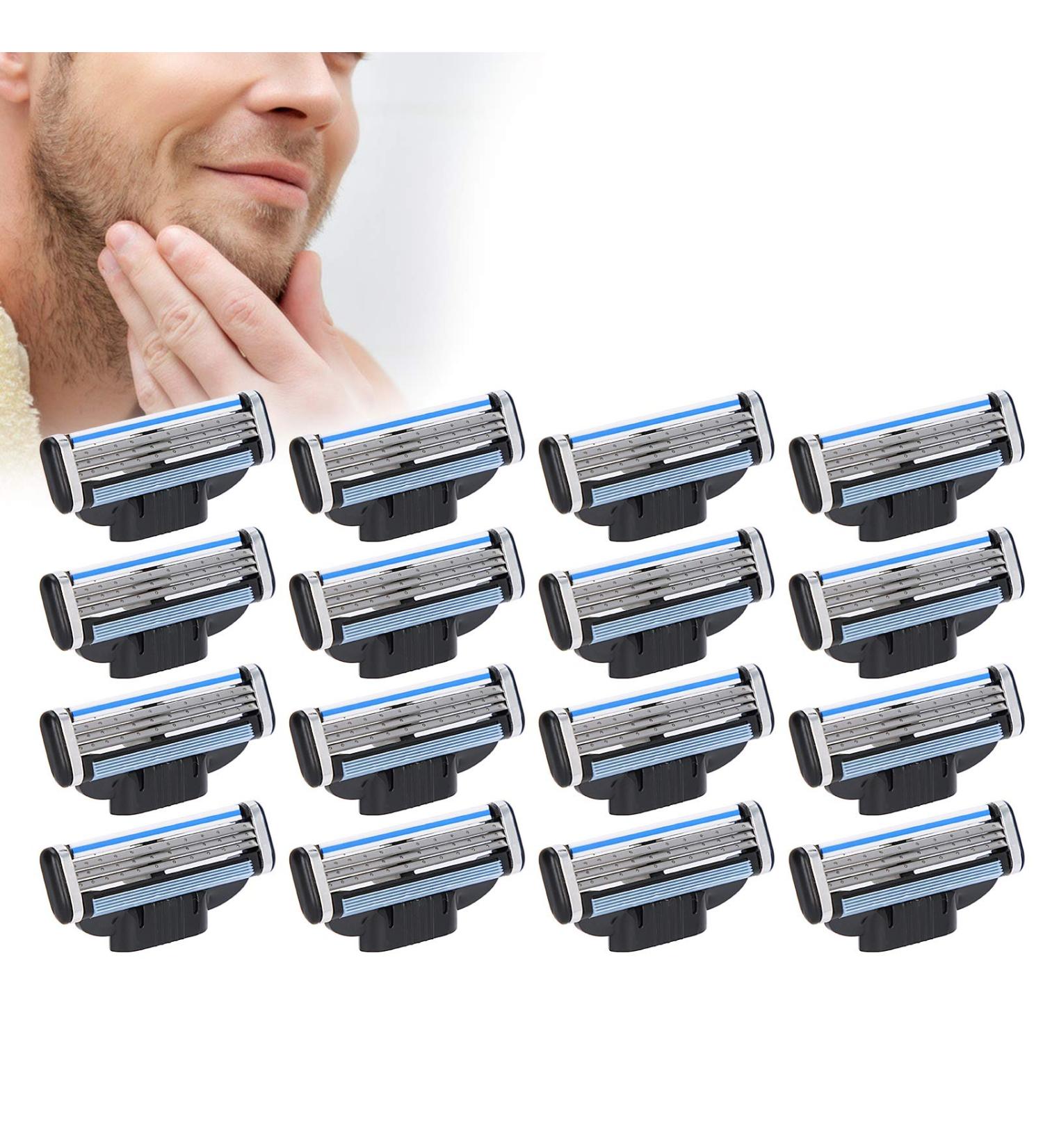 Professional Razor Blade Refill - 16-Pack with Double Lubricating Strips | 3-Layer Manual Razor Blades for Men | Ideal for Home Salon Use - Ships Internationally - Buy Online on GoSupps.com