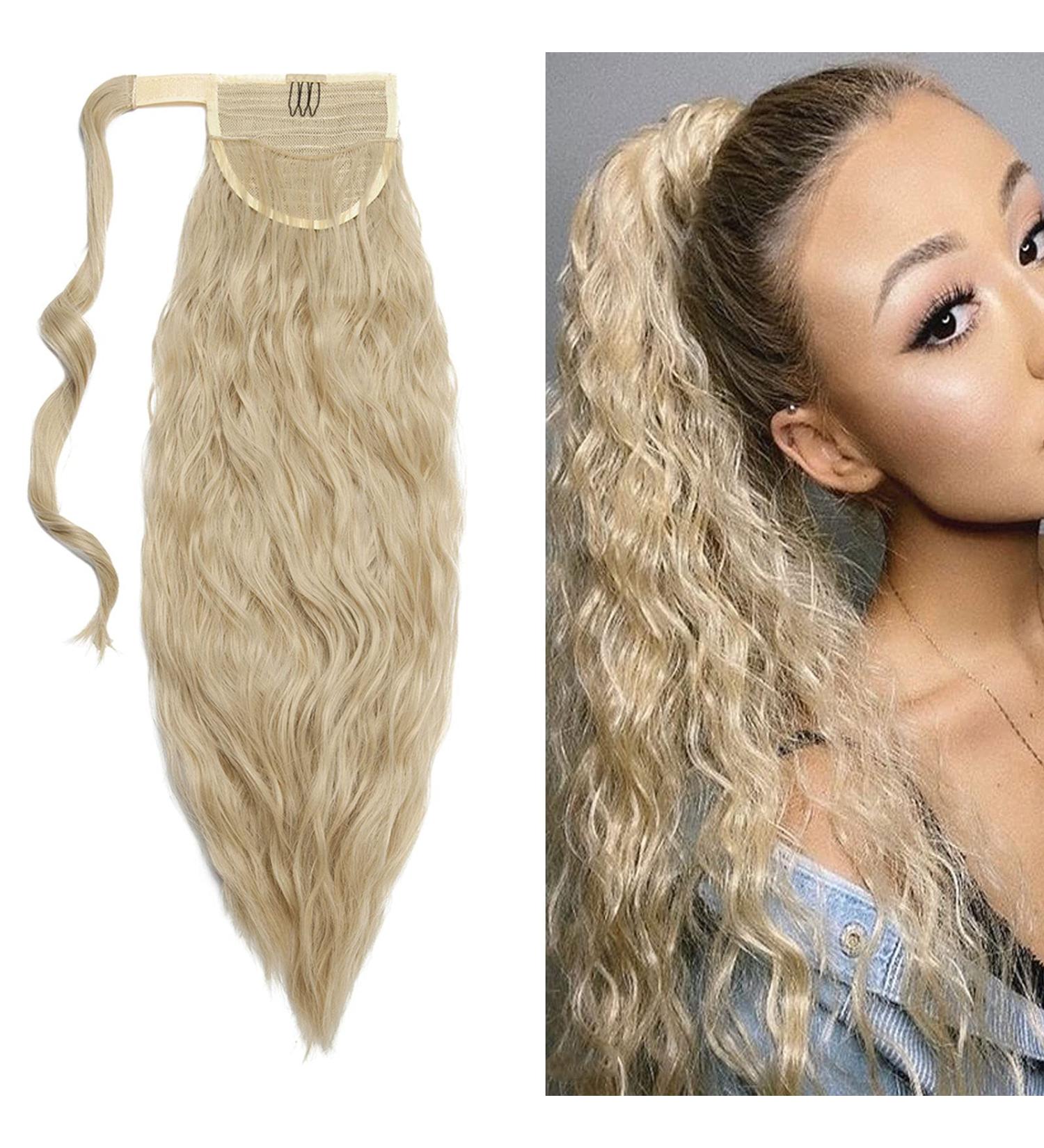 Long Curly Wrap Around Ponytail Hair Extension 20-26 inches - Ash Blonde/Bleach Blonde Mix - Buy Online on GoSupps.com