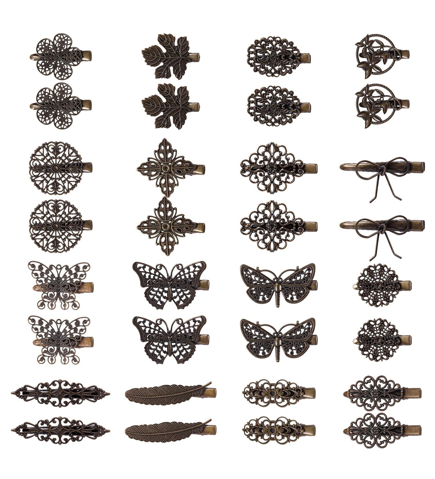 Shop Cinaci 32-Piece Vintage Leaf Flower Butterfly Hair Clip Set - Retro Bronze Hairpins for Women & Girls - International Shipping Available - Buy Online on GoSupps.com