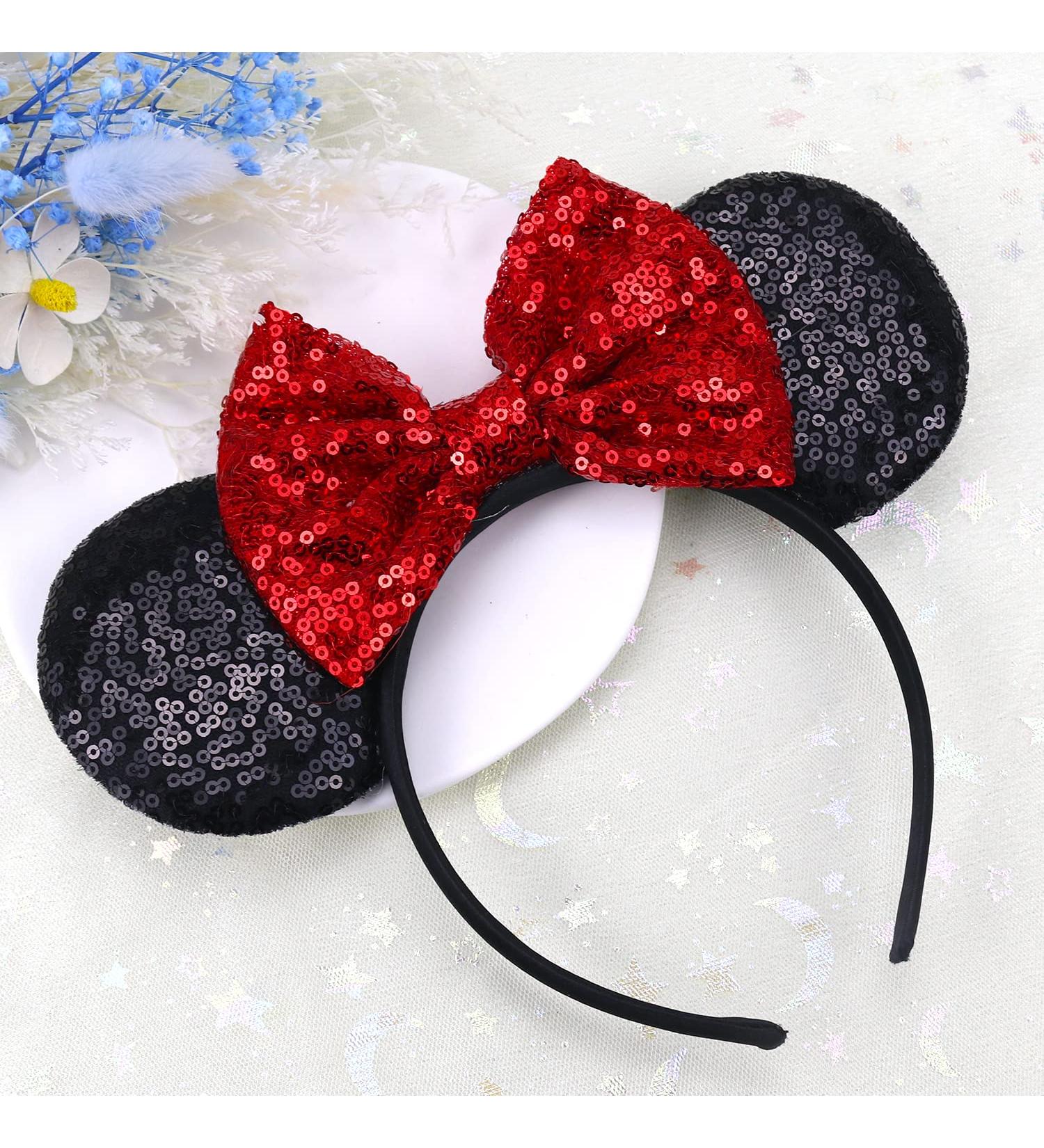 Shiny Sequin Mouse Ears Headband for Women, Girls & Kids - Black Red Glitter Hair Accessories for Princess Parties, Cosplay & Holidays - Cute 1 Pc - Buy Online on GoSupps.com
