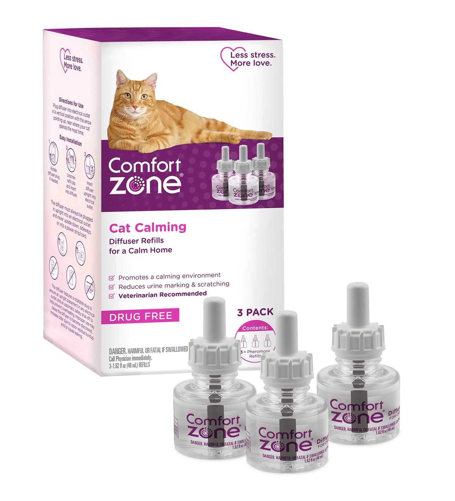 Comfort Zone 3 Refills Cat Calming Pheromone Diffuser (90 Days) | Veterinarian Recommended for a Calm Home | Reduce Spraying, Scratching & Behaviors - Buy Online on GoSupps.com
