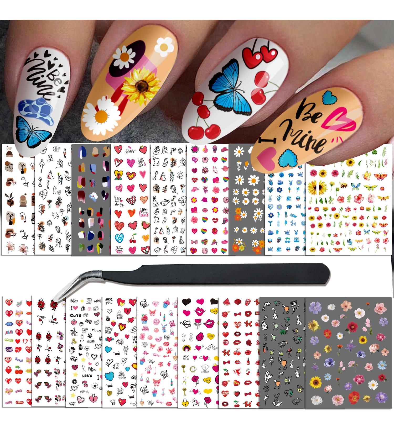 18 Sheets Nail Stickers for Nail Art Nail Decals Nail Wraps for Women Kids Girls Self-Adhesive Nail Sticker Decoration Nail File Nail Wipes Cuticle Stick S002-s004 18 Sheets - Buy Online on GoSupps.com