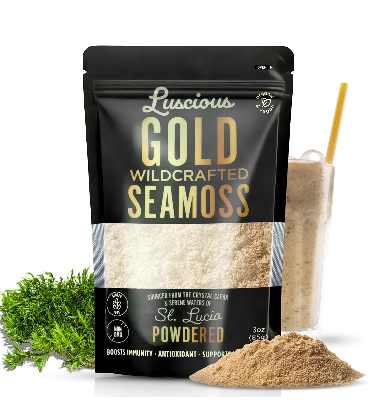 Irish Sea Moss Powder Gold -3 Pack of 3 Oz 100% Organic St. Lucia Sea Moss | Wildcrafted Superfood for Gut Health Immune Support Vegan Gluten-Free | Makes 120+ Fl Ounces of Gel