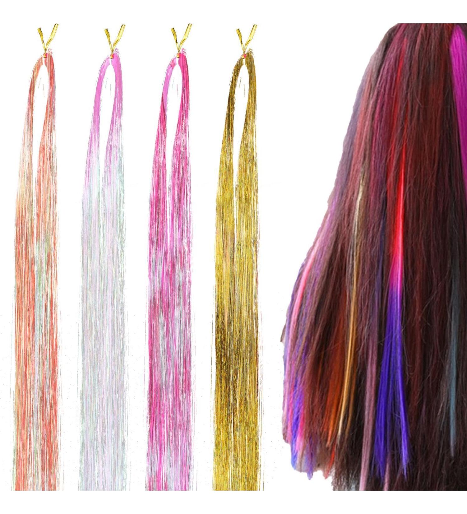 JSHDUSA Holographic Hair Tinsel | Hair Extensions Braided Hair Rope - Hair Tinsel Glitter Hair Extension Hair Shimmer Strands Hair Dye Colored - Buy Online on GoSupps.com
