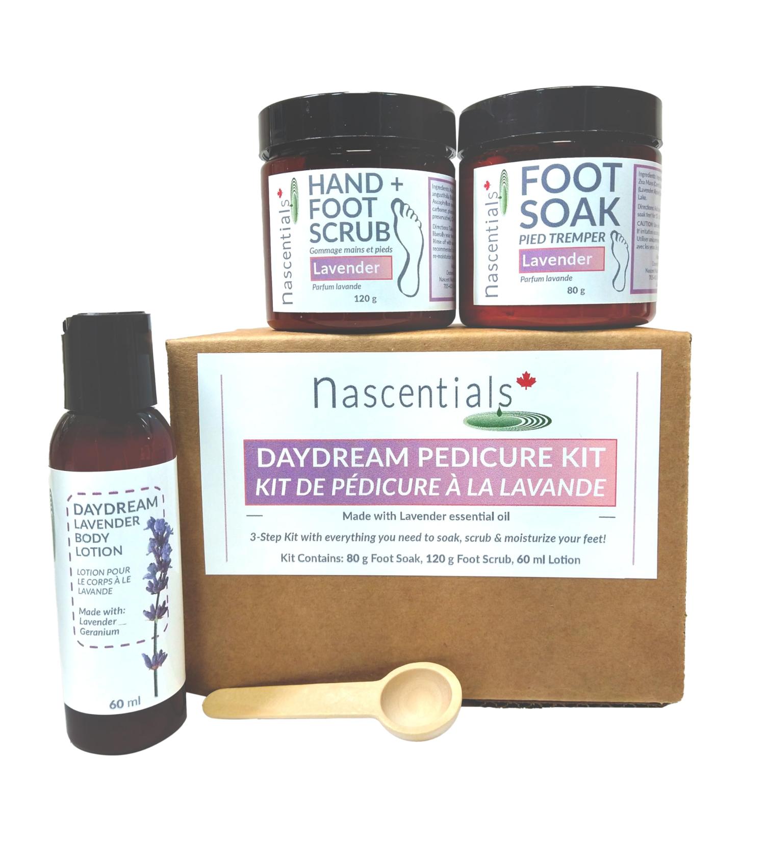 Nascentials Pedicure Kit 3 Step Set - Soak Scrub and Moisturize Your Feet Made With Essential Oils (Lavender Daydream) Gift Set - Buy Online on GoSupps.com