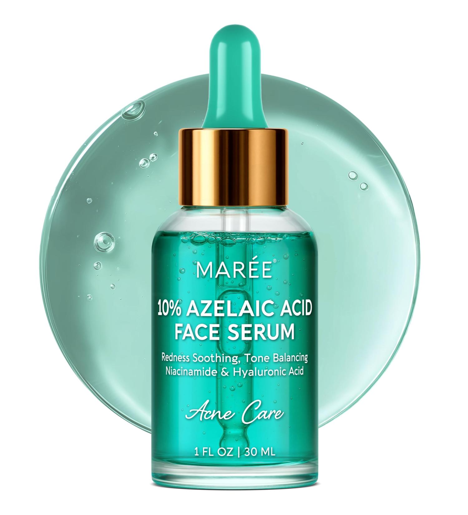 MAREE 10% Azelaic Acid Face Serum - Redness Soothing Hydrating Serum with Niacinamide Centella Asiatica & Hyaluronic Acid - Relief Serums for Face & Body - Azalecic Acid Skin Facial - Acido Azelaico 1 Fl Oz (Pack of 1) Aze  - Buy Online on GoSupps.com
