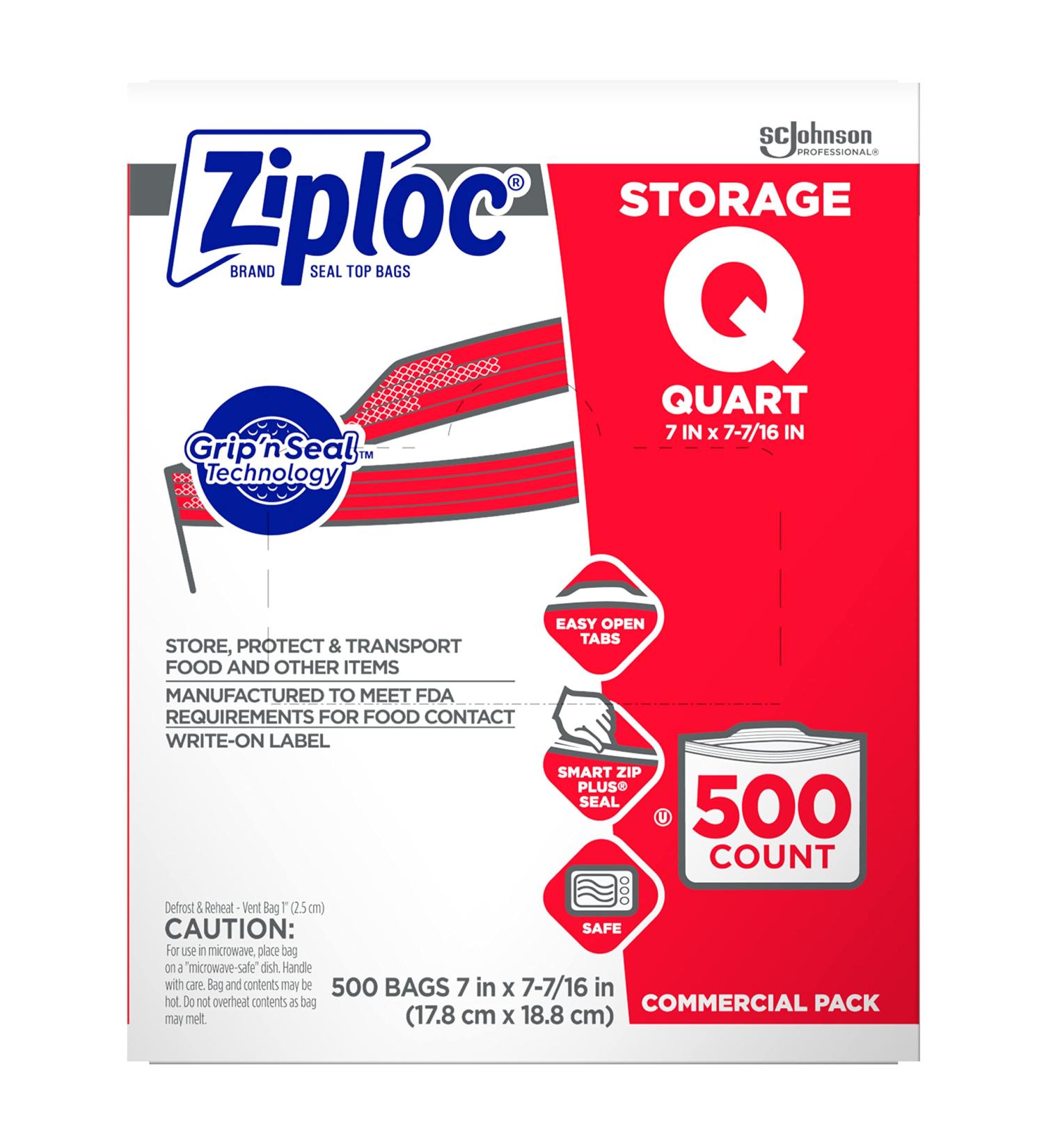 SC Johnson Ziploc Quart Food Storage Bags - 500 Count Medium with Grip 'n Seal Technology - Buy Online on GoSupps.com