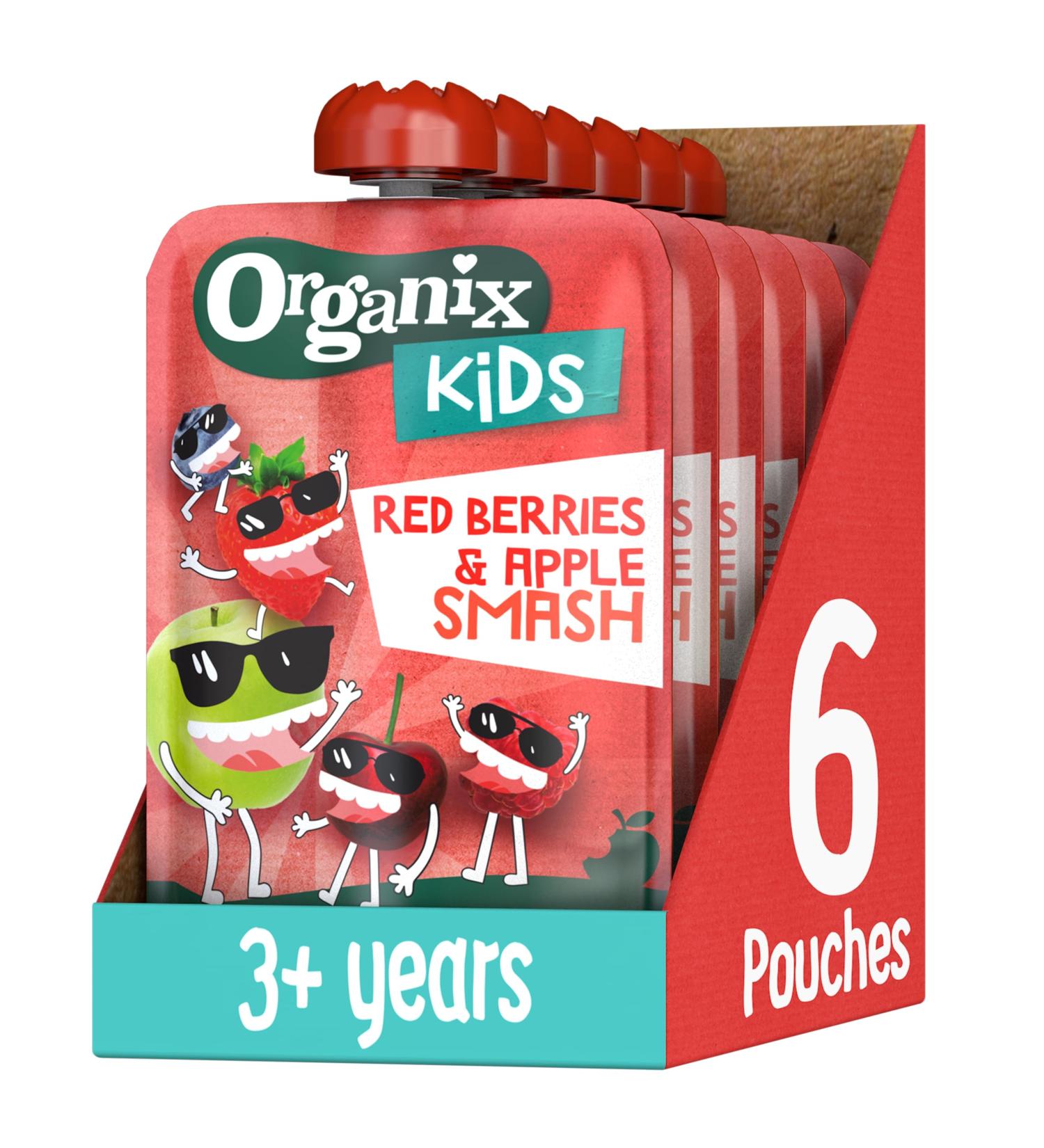 Organix Kids Red Berries & Apple Organic Smash Pouch 3+ Years 100 g (Pack of 6) - Buy Online on GoSupps.com