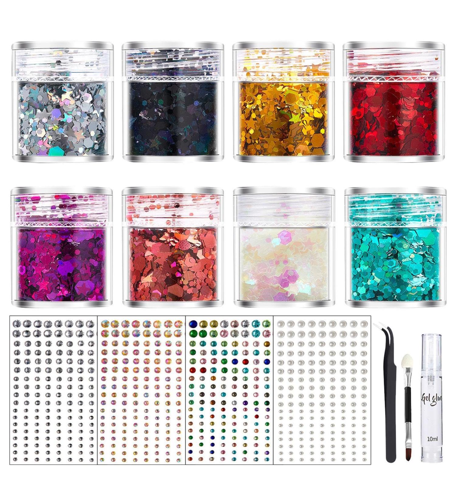  Djowyh Body Glitter for Women Glitter Face Makeup | Glitter Face Paint Glitter Face Paint with Gel Glue and Brush for Painting Glitter Glitter - Buy Online on GoSupps.com