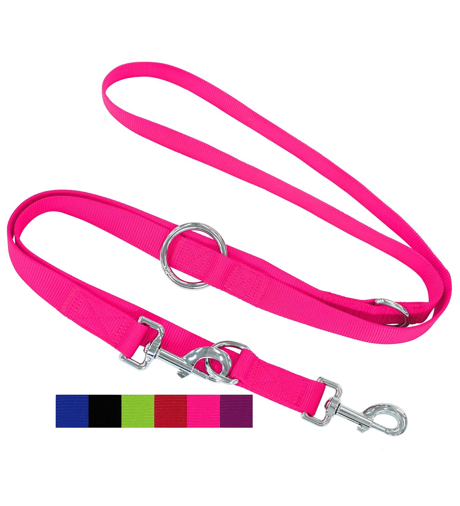 Buy Dey Premium 2m Dog Leash - 3-Way Adjustable Nylon for Small Medium & Large Dogs - Multiple Colors Available - Durable & Stylish Pink Rosa - Buy Online on GoSupps.com