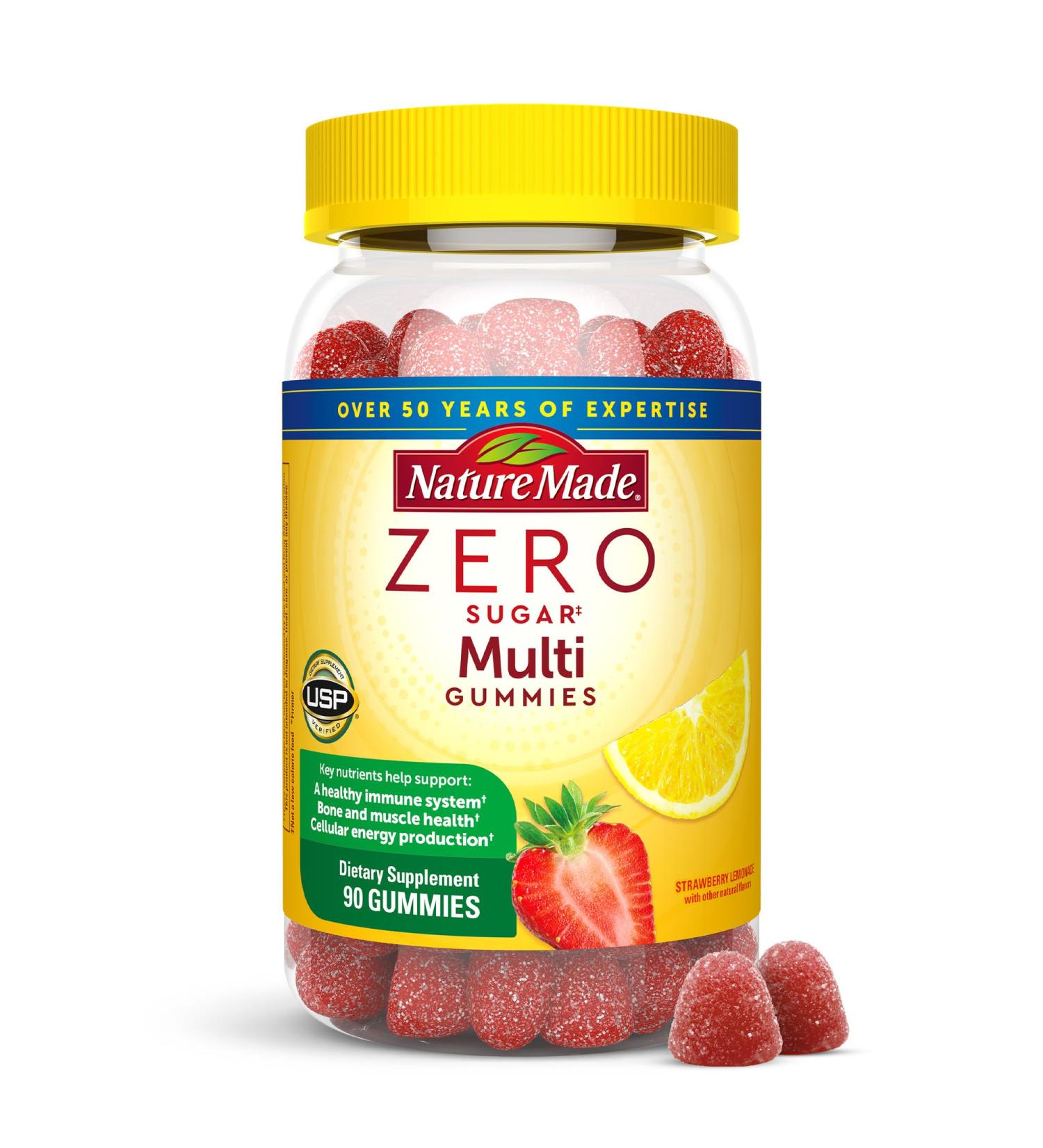 Nature Made Zero Sugar Multivitamin Gummies Mens & Womens Multivitamins Daily Nutritional Support Vitamin and Mineral Supplement Aspartame Free 90 Gummies 45 Day Supply - Buy Online on GoSupps.com