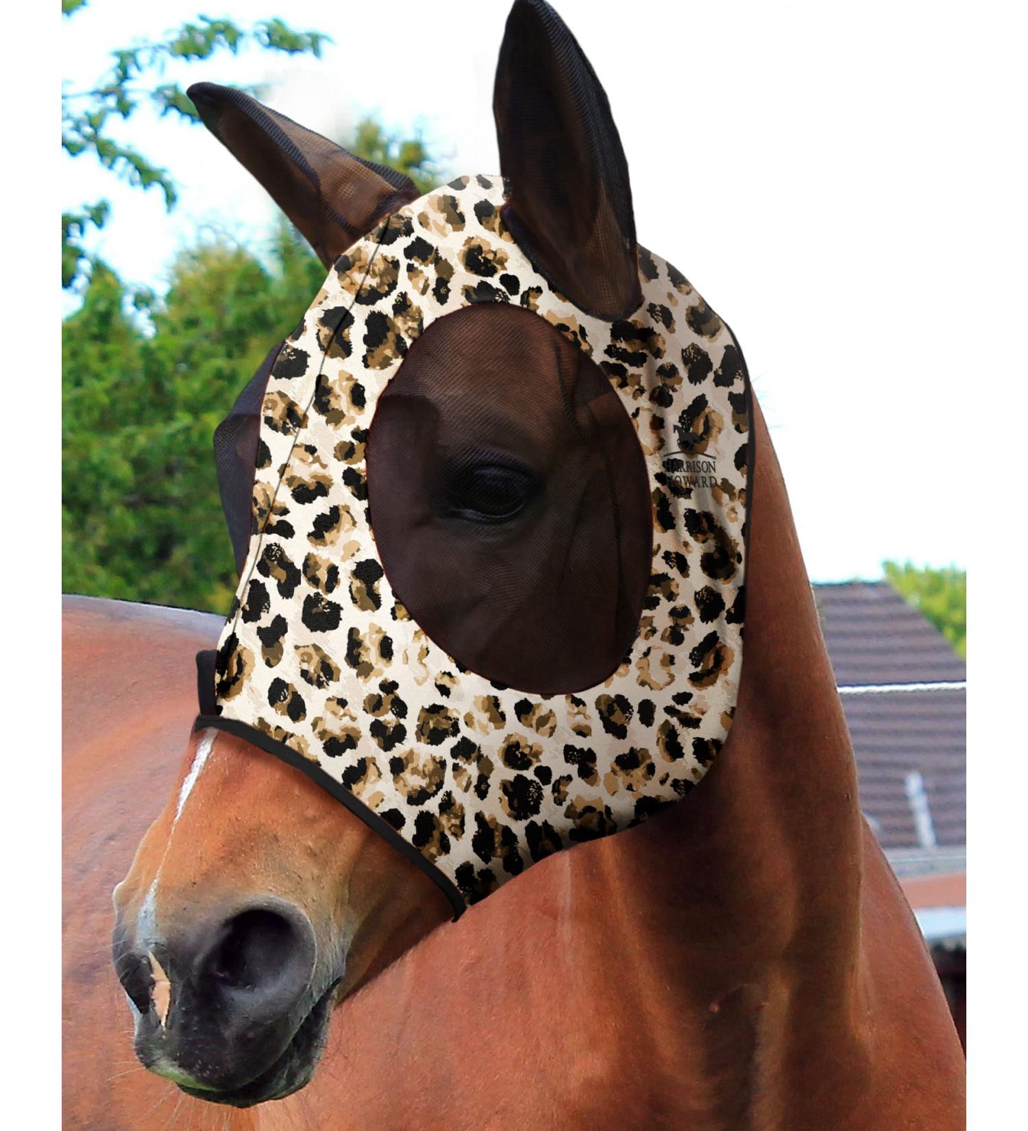 Harrison Howard Stretchable Horse Mask - UV Protection Breathable & Comfortable - Extra Large Leopard Print - Buy Online on GoSupps.com