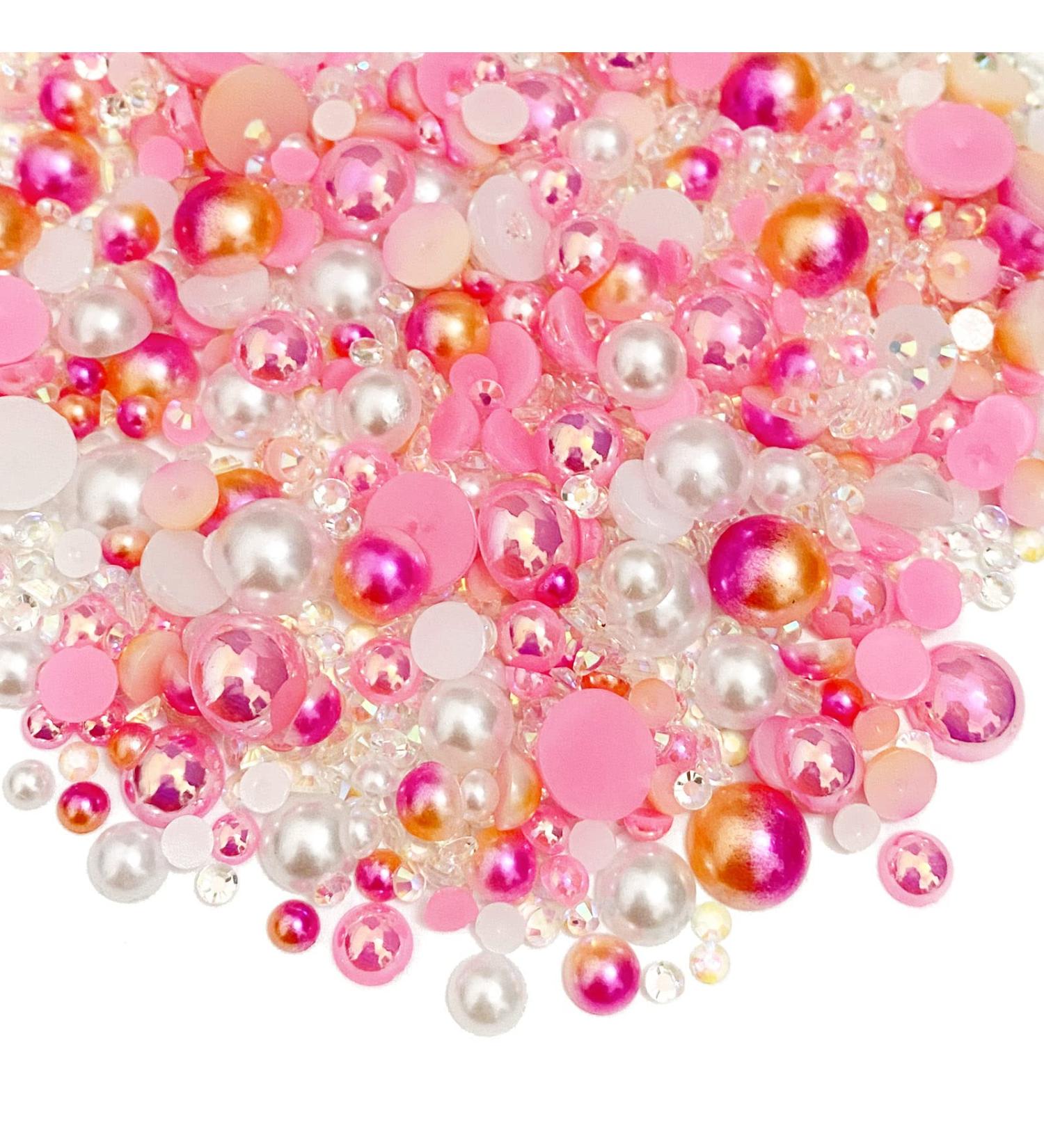 30g Pink Half Pearl Rhinestones for Crafts - Mixed Sizes 3mm-10mm - Resin Flatback Pearls for Nail Art & Jewelry - DIY Decoration - Buy Online on GoSupps.com