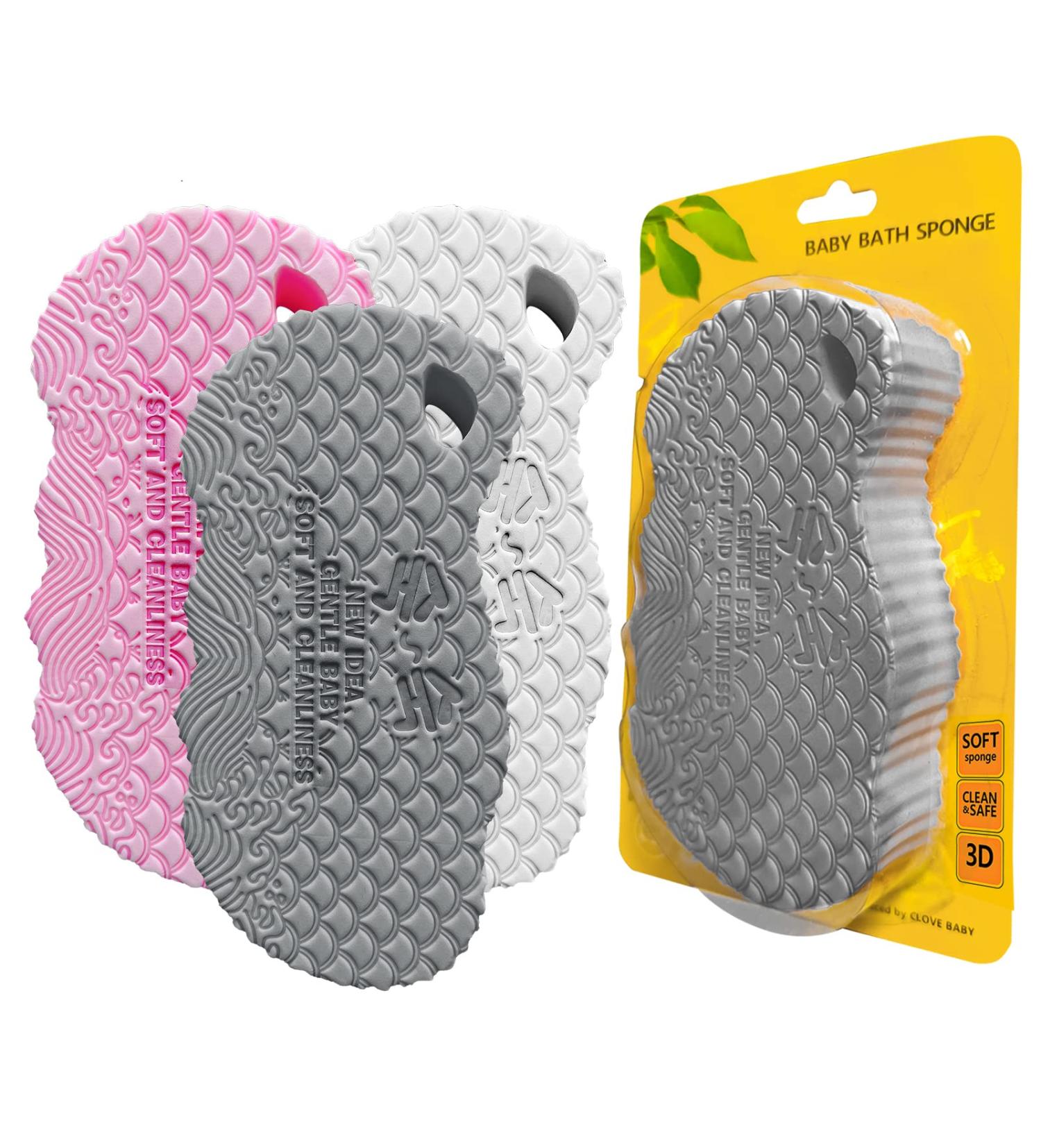 3-Pack Exfoliating Bath Sponge Set for Gentle Skin Scrubbing | Natural Fiber Body Scrubber for Women and Kids - Buy Online on GoSupps.com