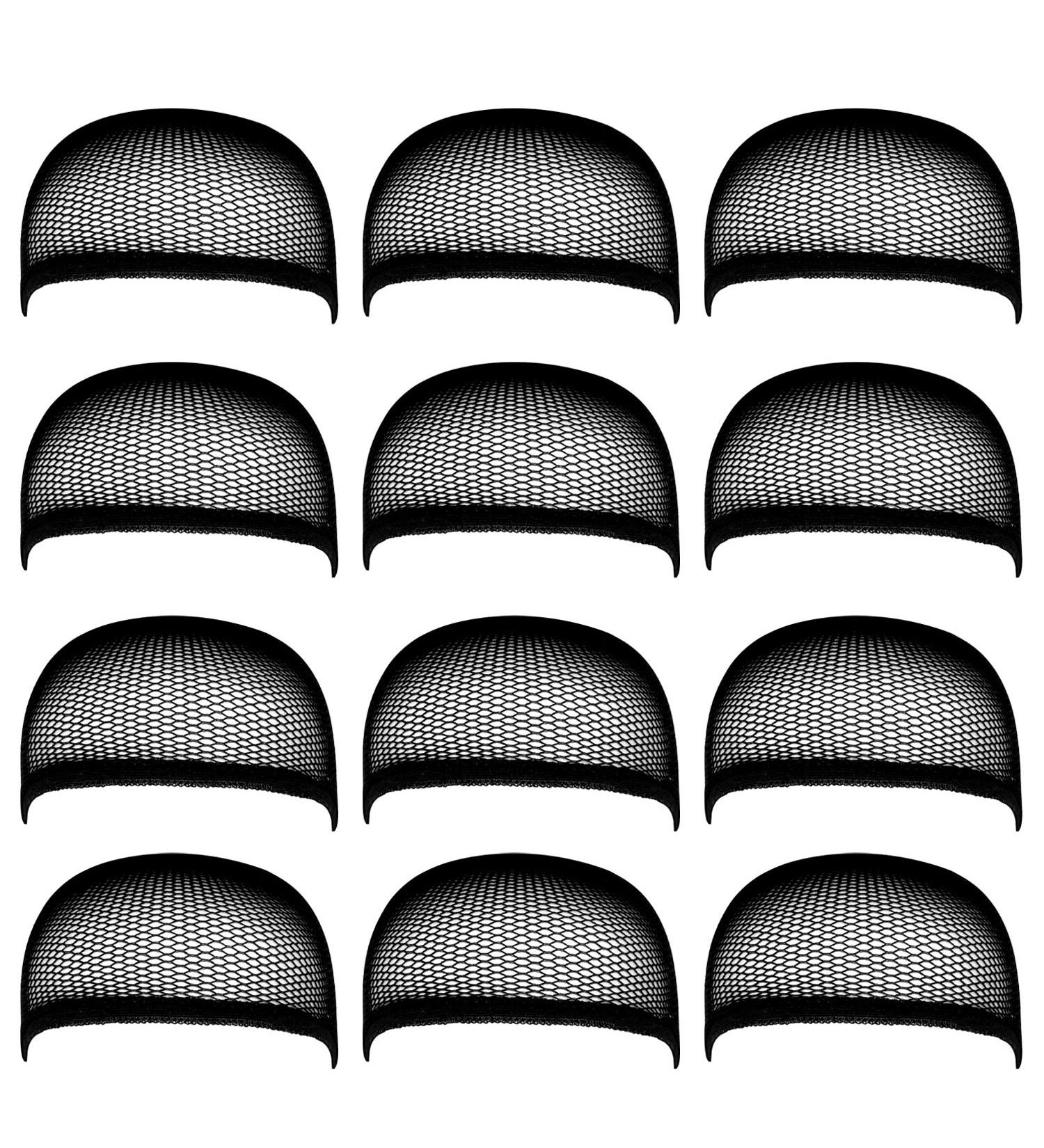 Blisstime Pack of 12 Black Wig Cap Open End Mesh Net Liner Weaving Cap - Buy Online on GoSupps.com