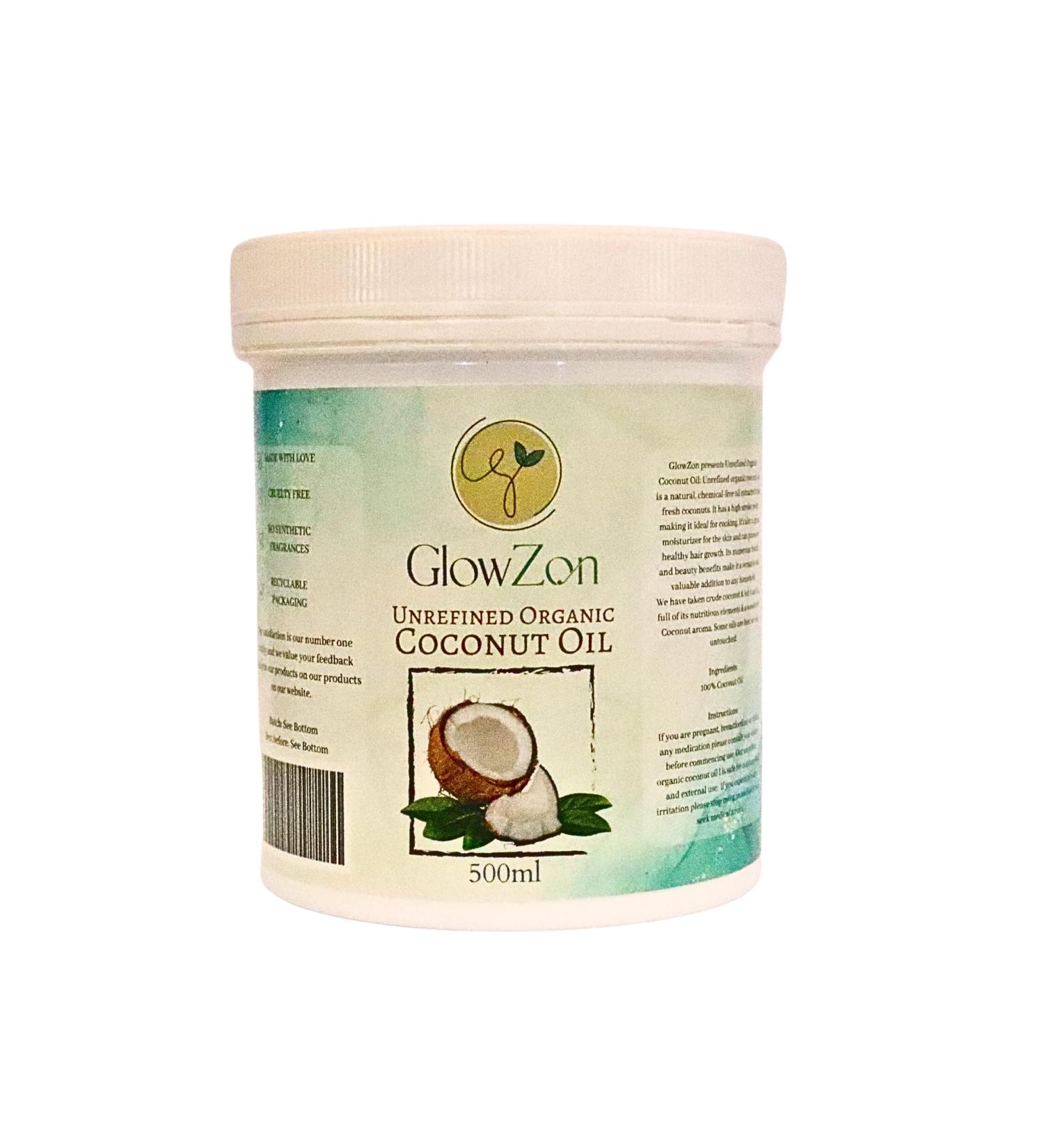 GlowZon 100% Pure Organic Virgin Coconut Oil for Vegan Skincare & Hair - Unprocessed & Unrefined - Buy Online on GoSupps.com