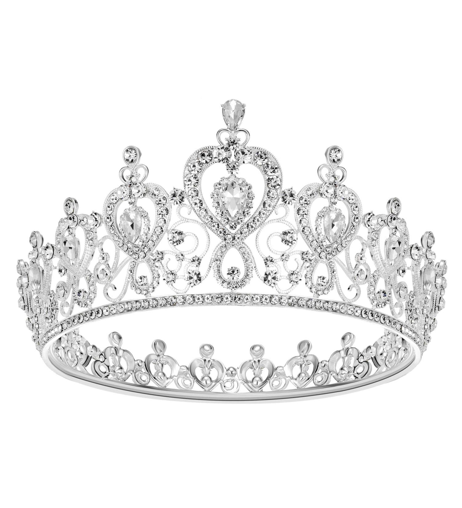 SWEETV Princess Tiara Crown - Silver Wedding Bridal Hair Accessories for Women & Girls - Buy Online on GoSupps.com