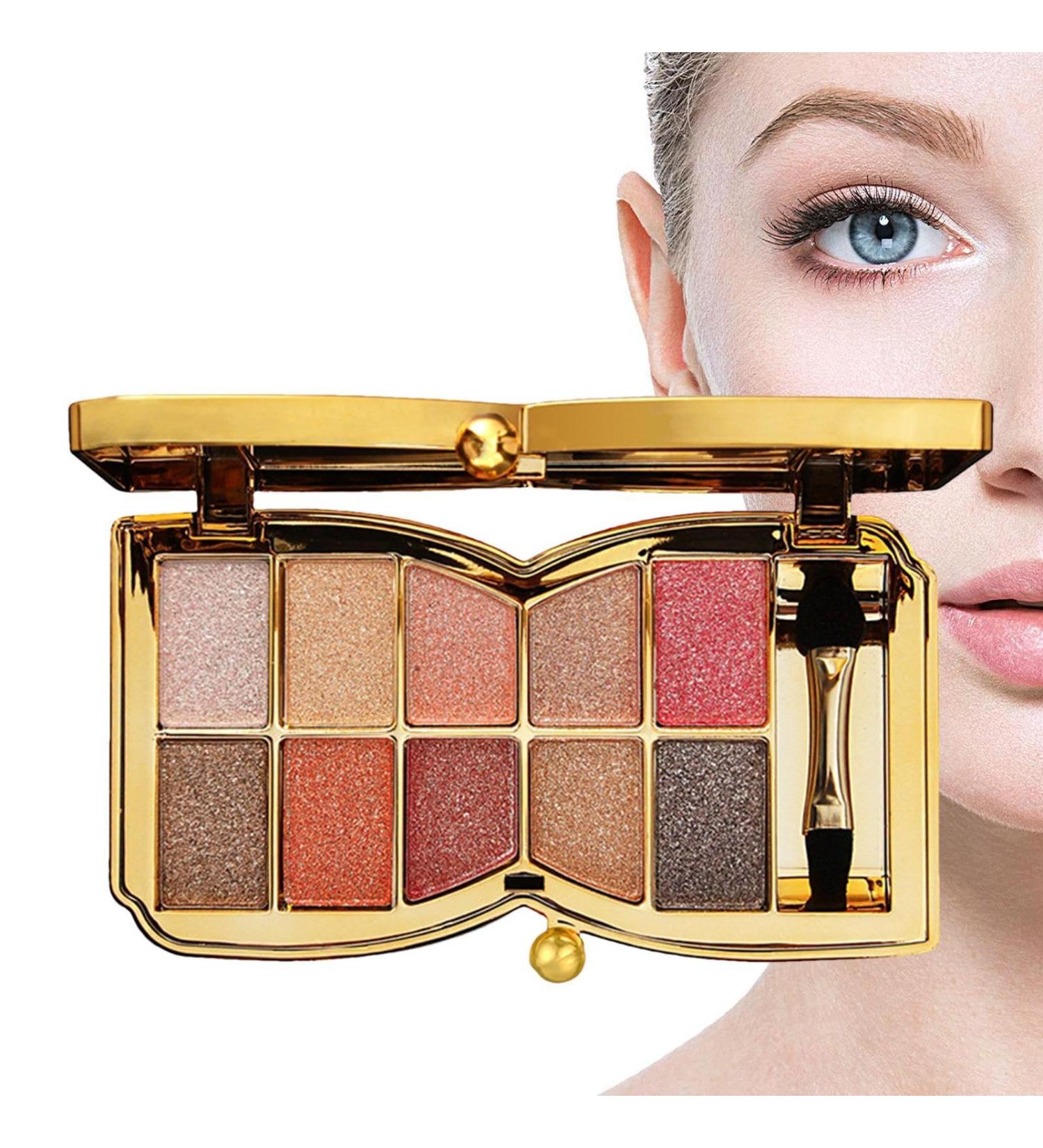 10 Colors Glitter Eyeshadow Pallet Shimmer Colorful Eyeshadow Palette Makeup Diamond Bright Makeup Shimmery Highly Pigmented Waterproof Long-lasting Sweatproof Practice Make Up - Buy Online on GoSupps.com