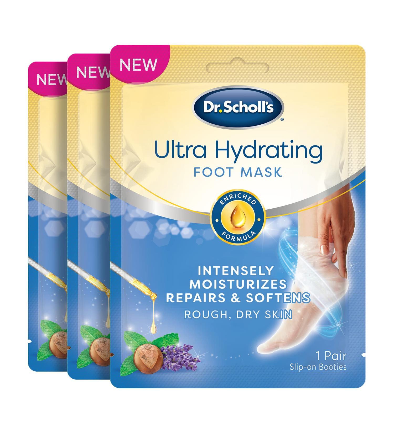 Dr. Scholl's Ultra Hydrating Foot Mask 3 Pack - Intensely Moisturizing with Urea | Repairs and Softens Dry Skin | 3 Count - Buy Online on GoSupps.com