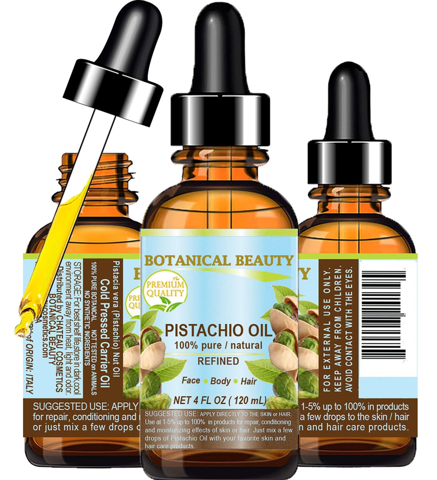 Botanical Beauty Italian PISTACHIO OIL Pistacia vera 100% Pure Natural Refined 4 Fl.oz.- 120 ml for for Face Skin Body Hair Lip Nails. Rich in vitamin E - Buy Online on GoSupps.com