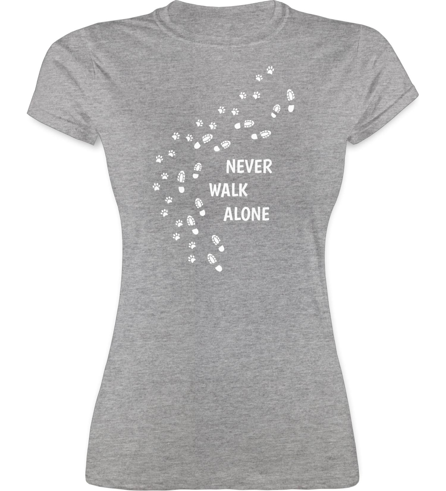 Shirtracer Women's T-Shirt - Gift for Dog Owners - Never Walk Alone Paw Prints - Grey Mottled Size L - Buy Online on GoSupps.com