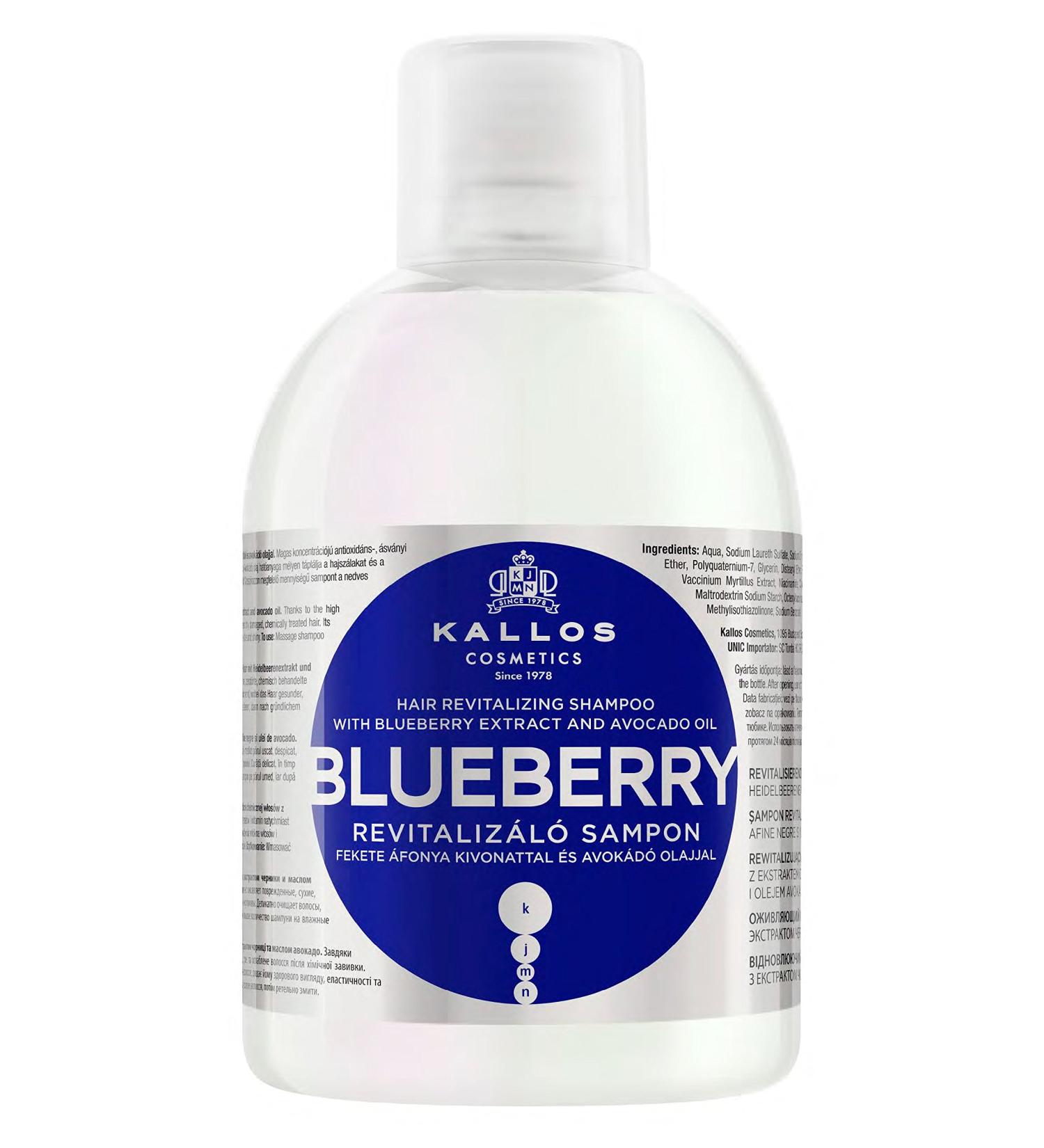 Kallos KJMN blueberry Revitalizing shampoo for dry damaged treated hair with blueberry extract and avocado oil pack of 2 2 x 1000 ml - Buy Online on GoSupps.com