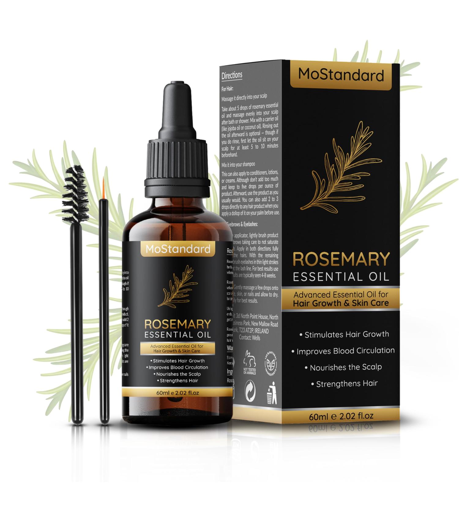 MoStandard Rosemary Essential Oil for Hair Loss, Growth, and Repair - 60ml | Fuller, Healthier Hair for Men and Women - Buy Online on GoSupps.com