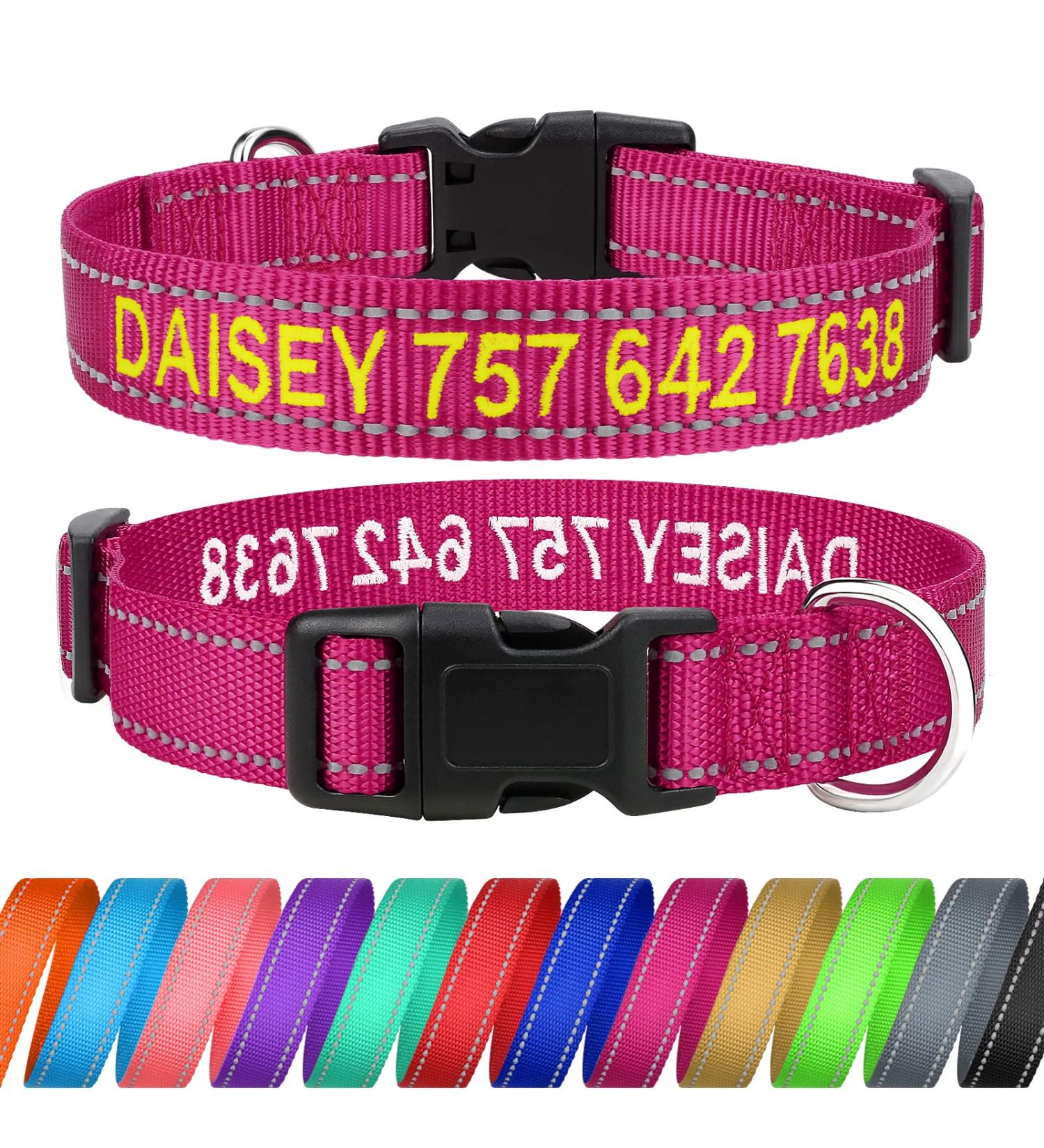 Personalized Dog Collar for Small Dogs Embroidered Reflective Nylon Pet Name & Phone Number Hot Pink XS Tagme (1 Pack) - Buy Online on GoSupps.com