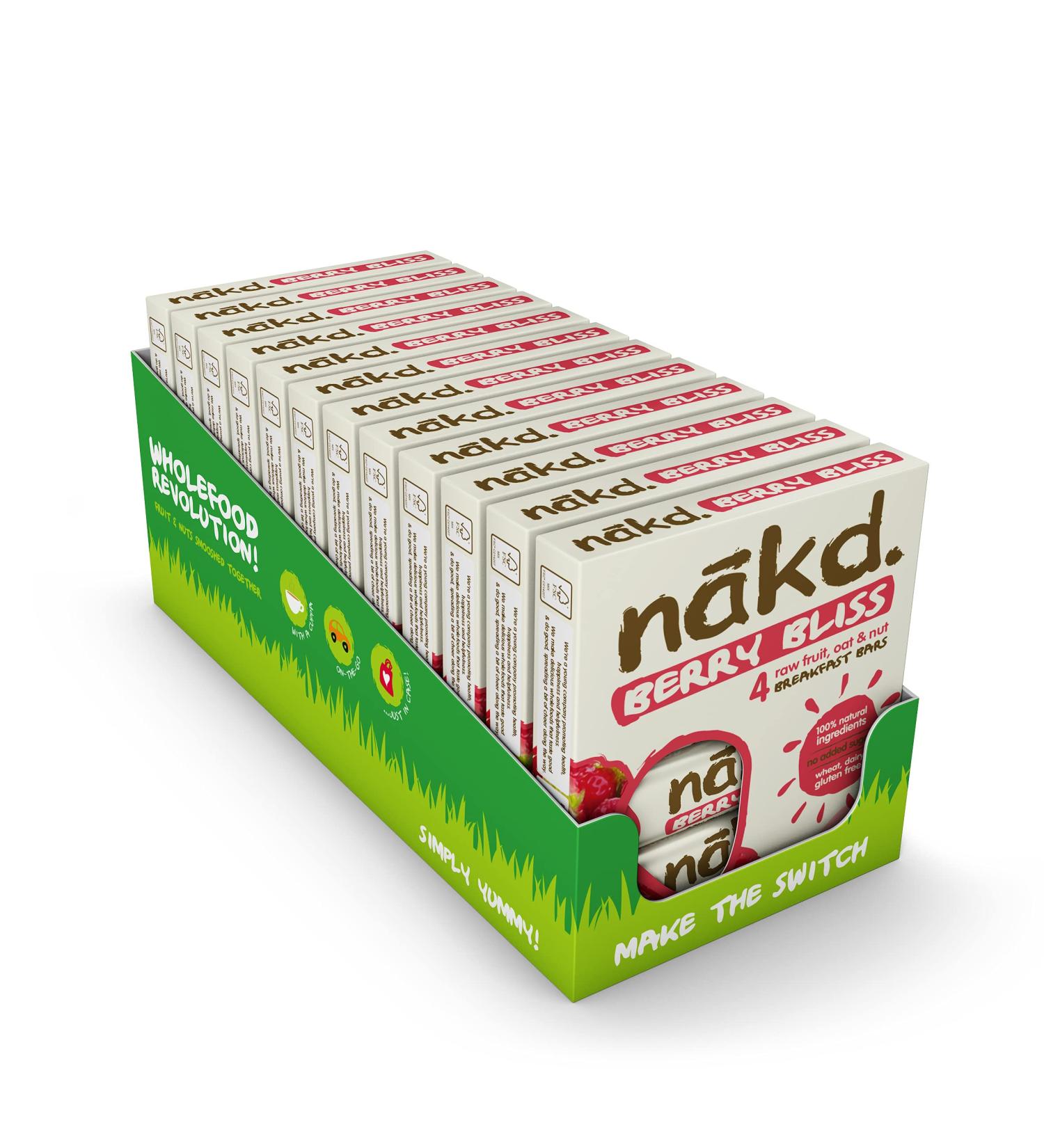 Nakd Berry Bliss Natural Oat Bar - Vegan, Gluten Free, Healthy Snack - 35g x 48 Bars - Buy Online on GoSupps.com