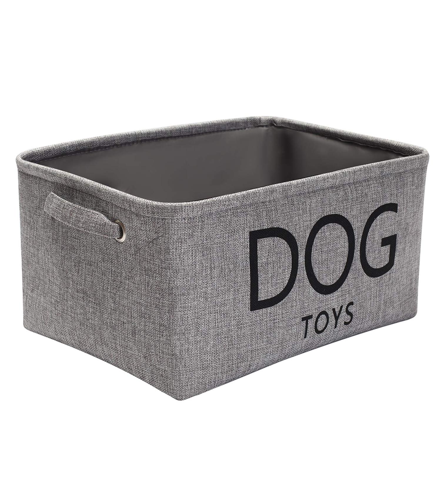 Pethiy Linen Storage Basket for Dog Toys - 24L Toy Box with Handles | Gray Pet Accessory Storage | 40x30x20cm - Buy Online on GoSupps.com